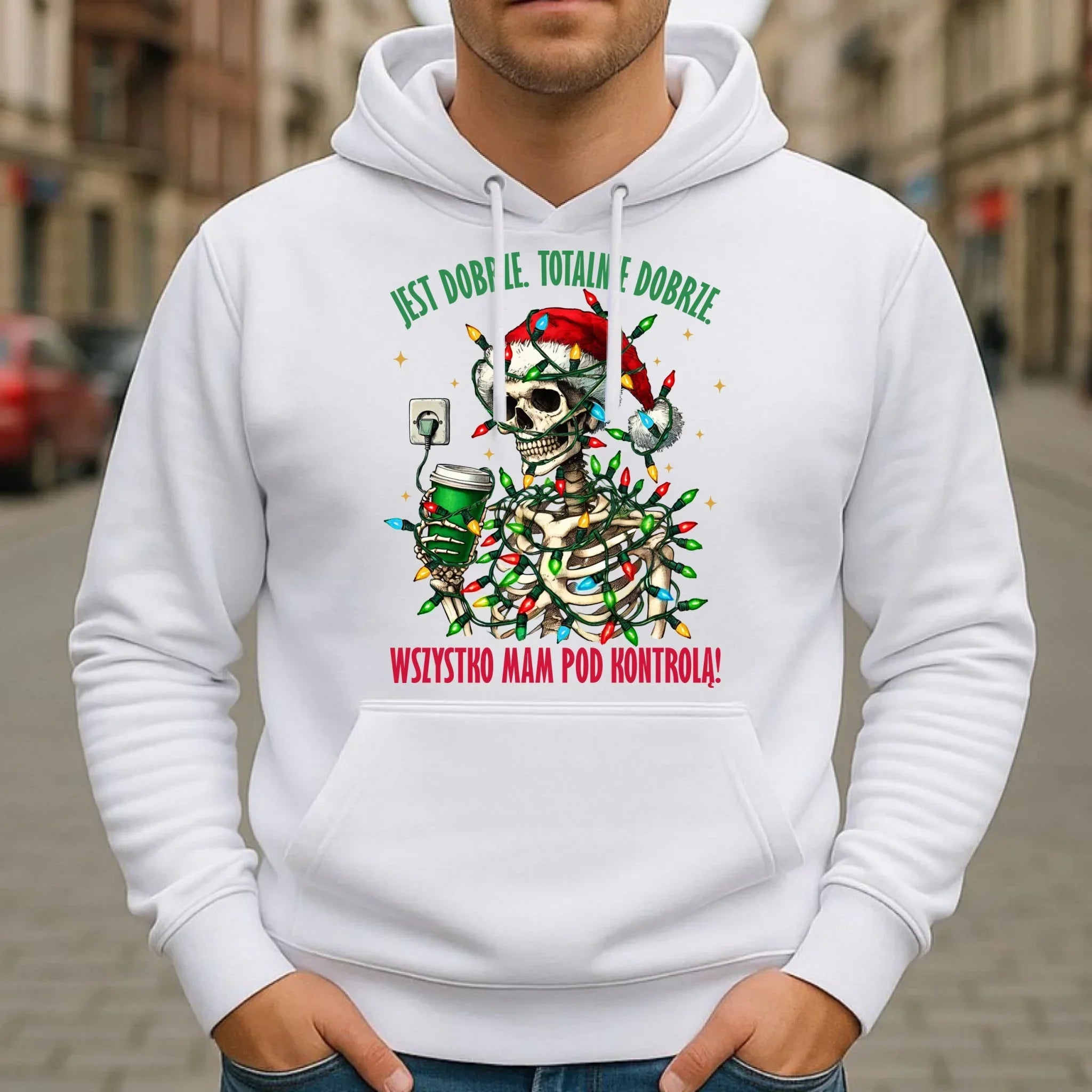 Bluza męska z kapturem świąteczna - Jest dobrze Wszystko mam pod kontrolą BN55 - StoryCups.pl