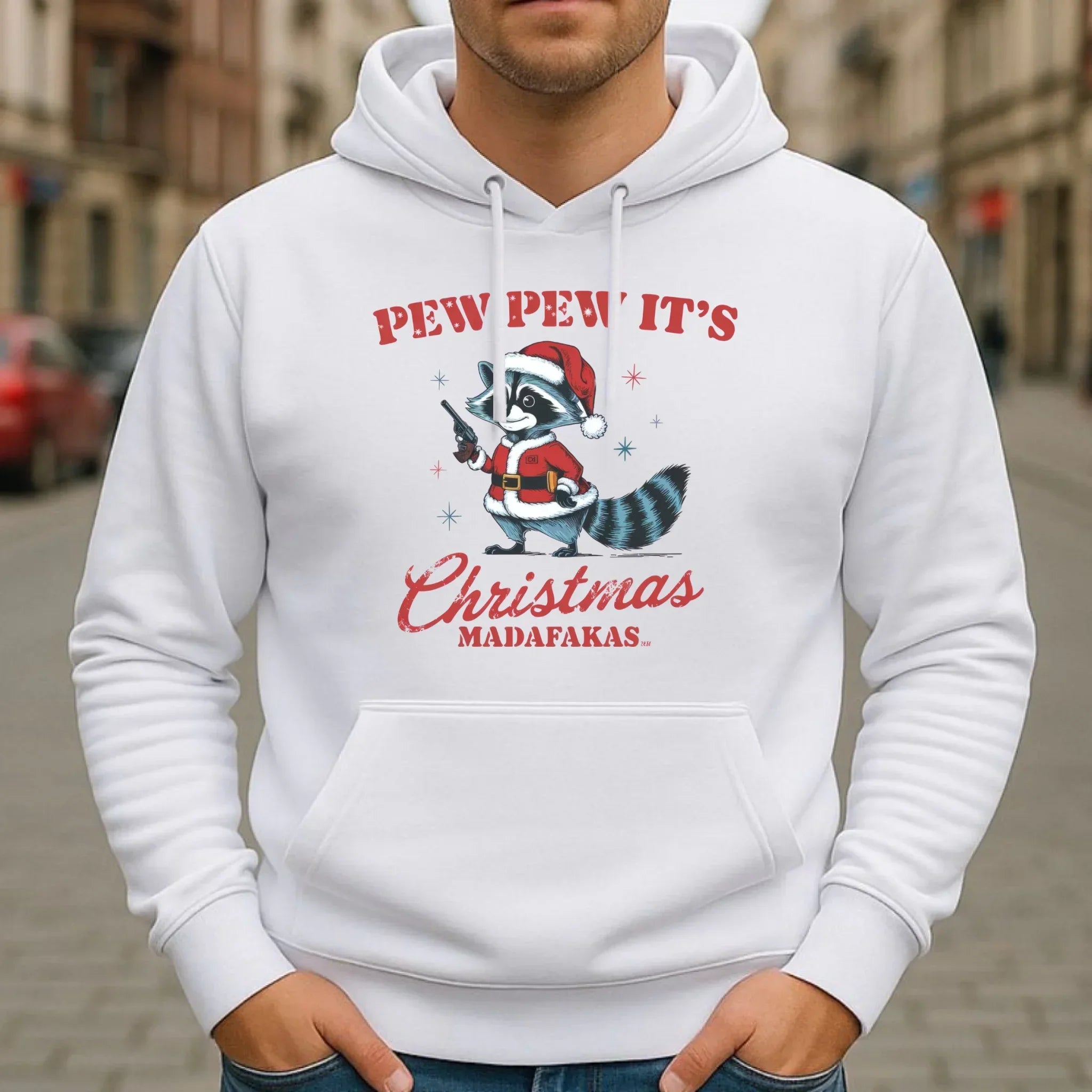 Bluza męska z kapturem świąteczna - Pew pew it's Christmas BN60
