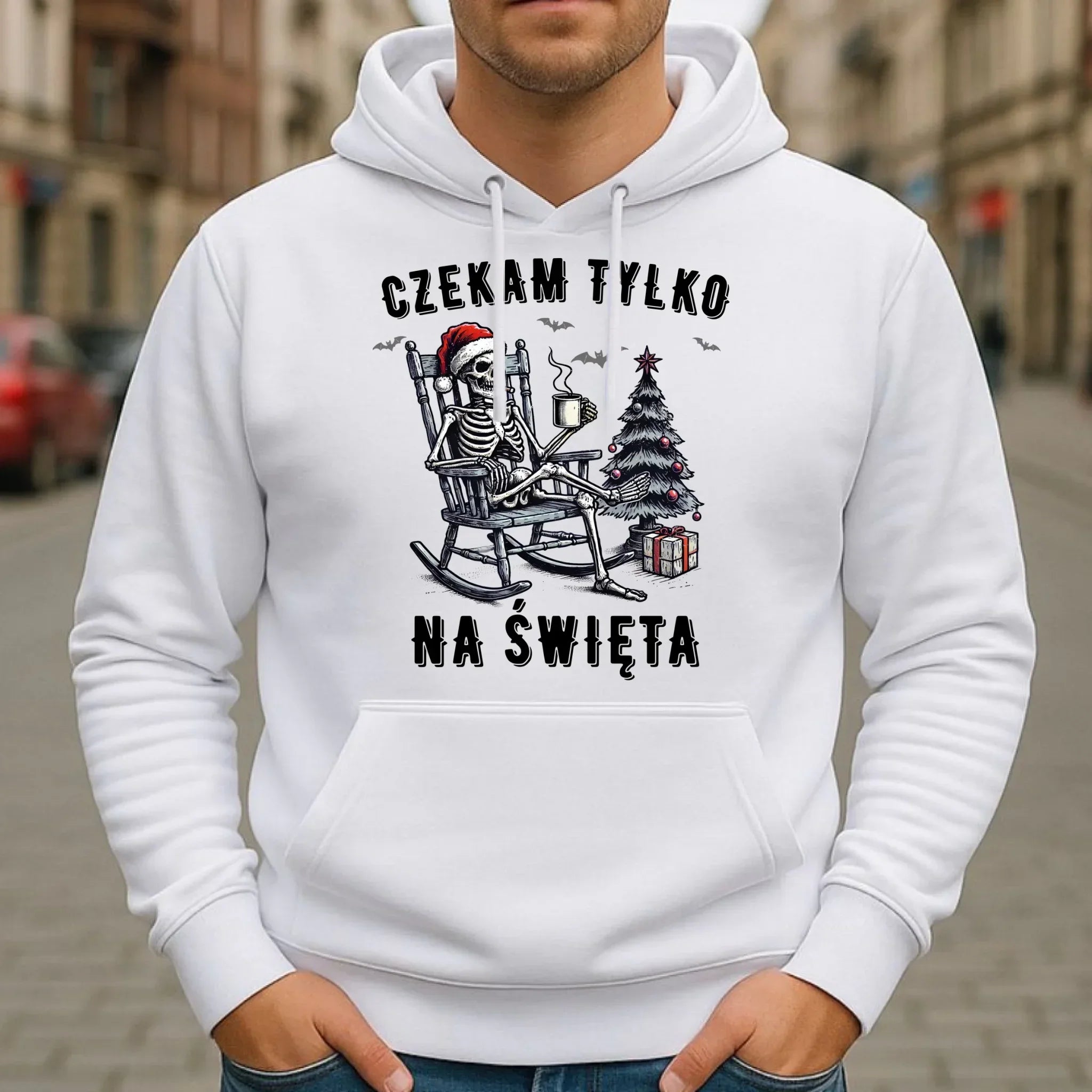 Bluza męska z kapturem świąteczna - Czekam tylko na święta BN56 - StoryCups.pl