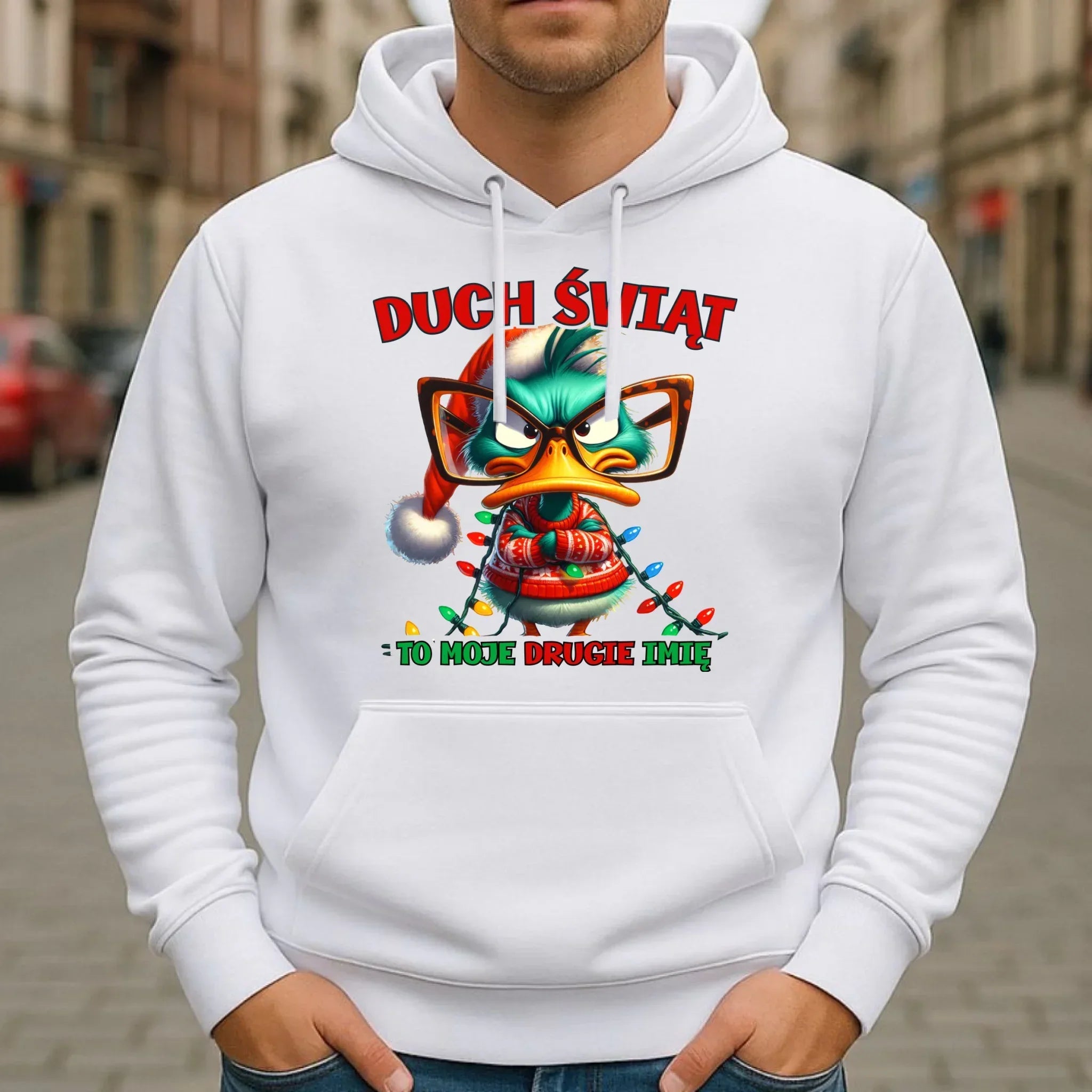 Bluza męska z kapturem świąteczna - Duch Świąt to moje drugie imię BN76 - StoryCups.pl