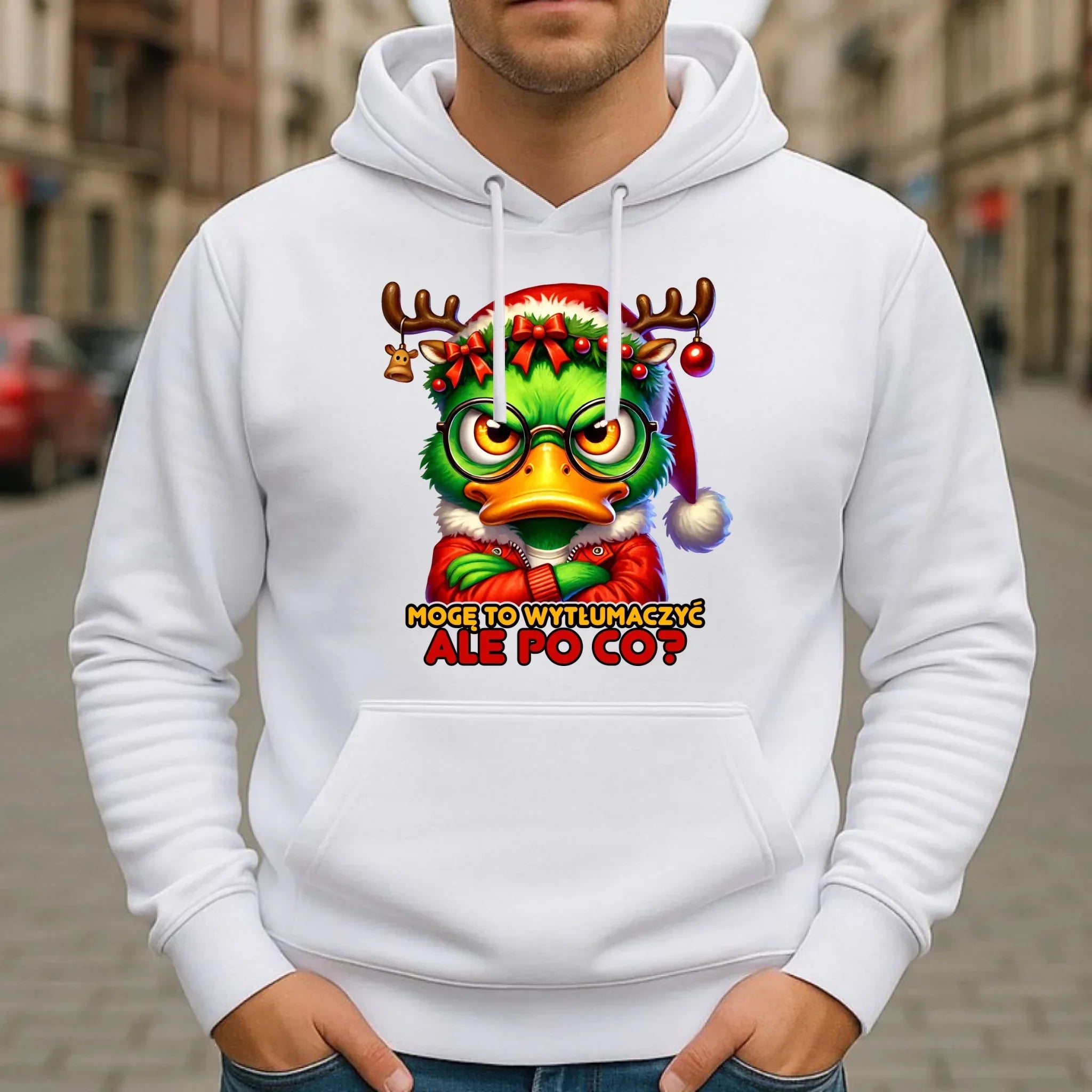 Bluza męska z kapturem świąteczna - Mogę to wytłumaczyć Ale po co? BN77 - StoryCups.pl