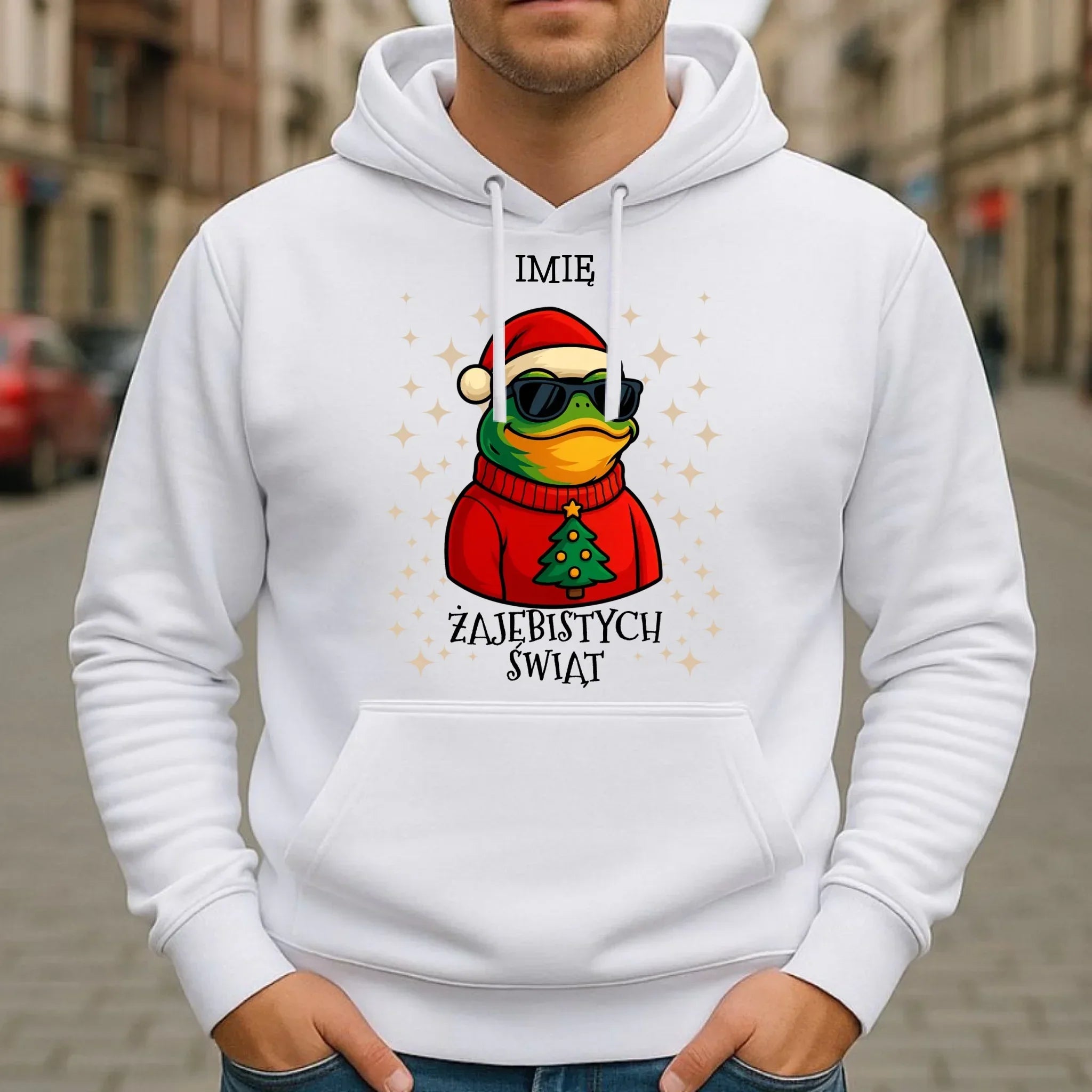 Bluza męska z kapturem świąteczna - Żajebistych Świąt - personalizowana BN144 - StoryCups.pl