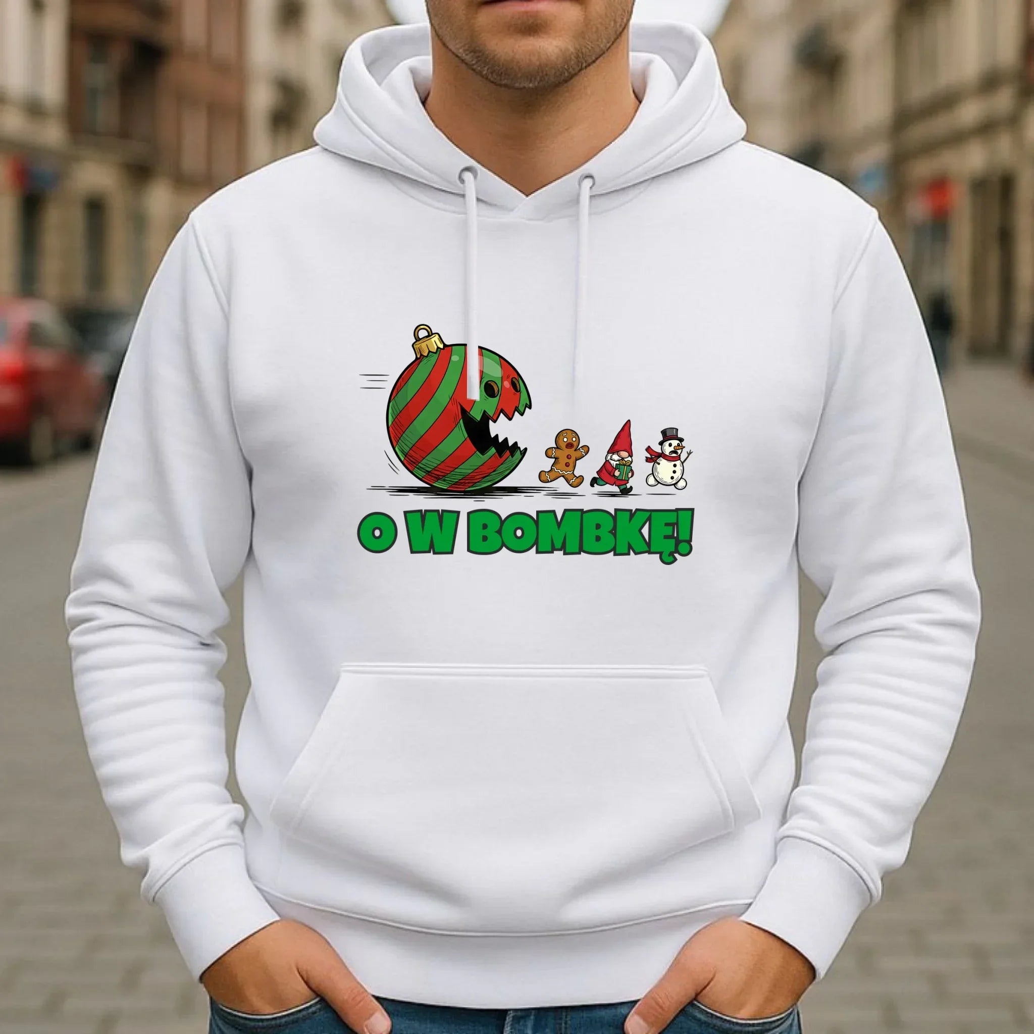 Bluza męska z kapturem świąteczna - O w bombkę BN142 - StoryCups.pl