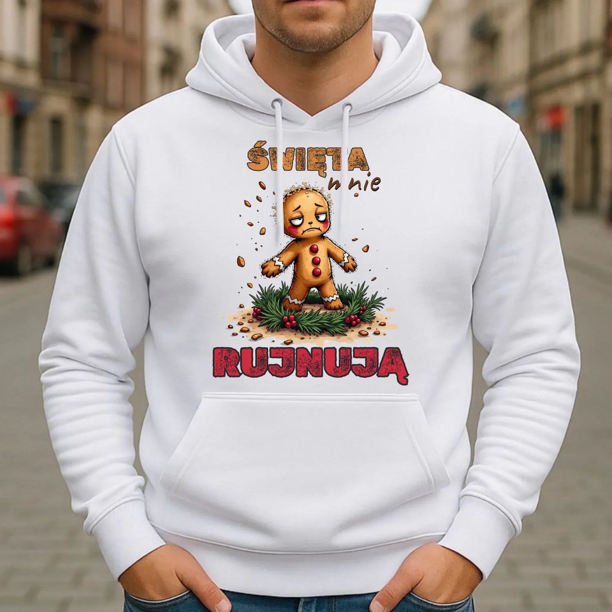 Bluza męska z kapturem świąteczna - Piernik Święta mnie rujnują BN143 - StoryCups.pl