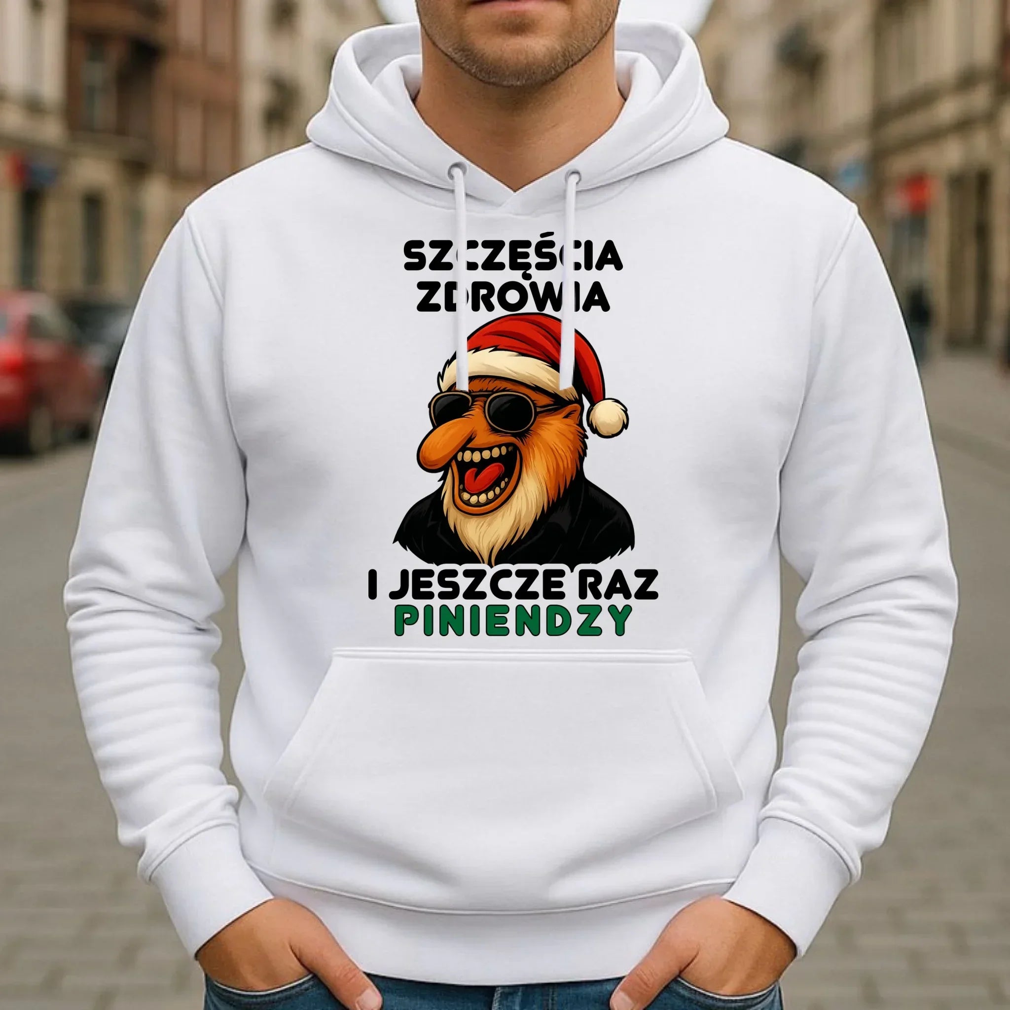 Bluza męska z kapturem świąteczna - Janusz Nosacz - I jeszcze raz piniendzy BN111 - StoryCups.pl
