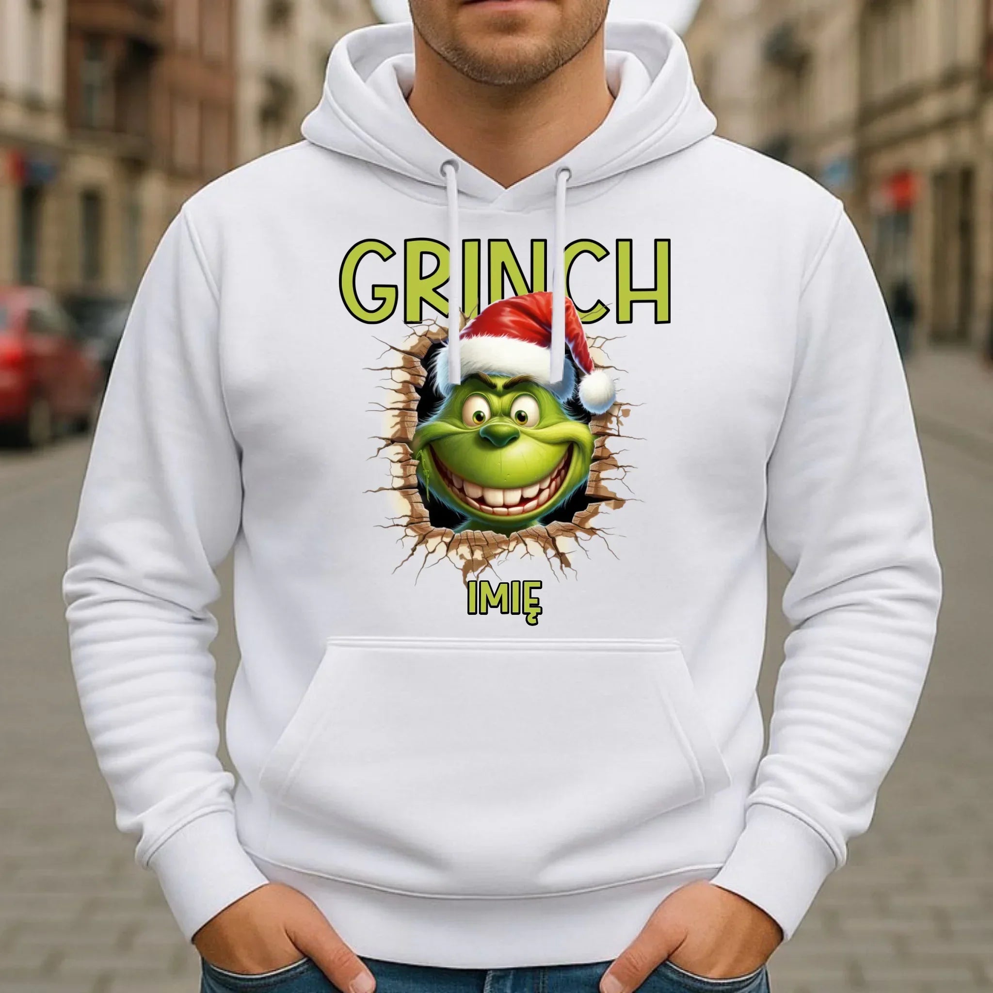 Bluza męska z kapturem świąteczna - Grinch - personalizowana BN112 - StoryCups.pl