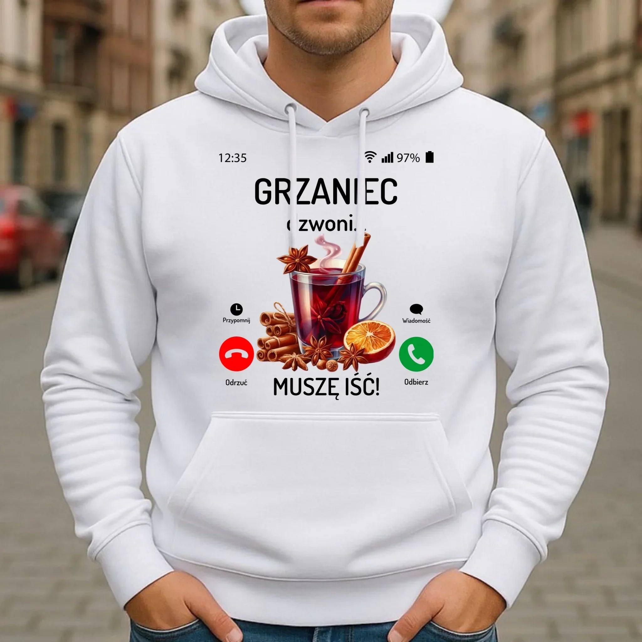 Bluza męska świąteczna - Grzaniec dzwoni, muszę iść BN127 - StoryCups.pl