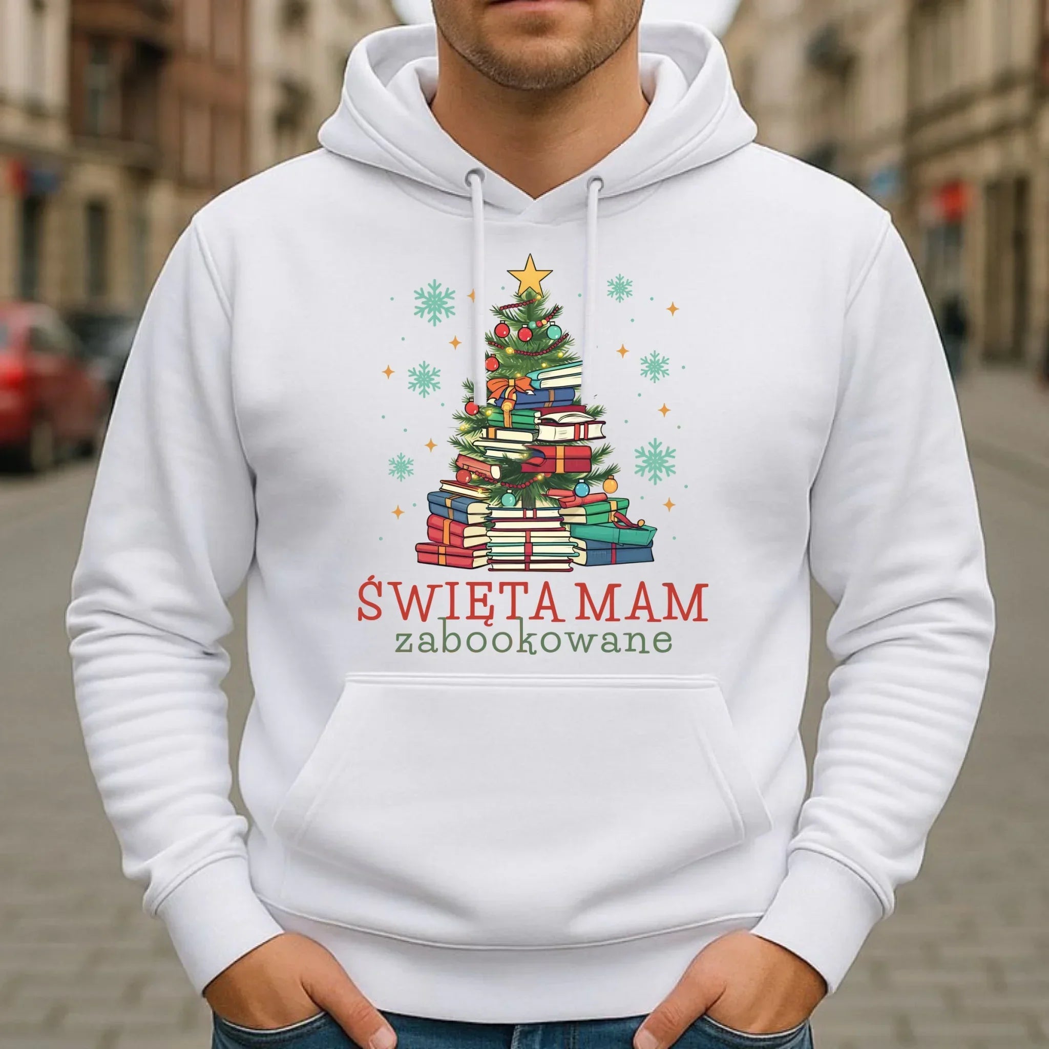 Bluza męska z kapturem świąteczna - Święta mam zabookowane BN05 - StoryCups.pl