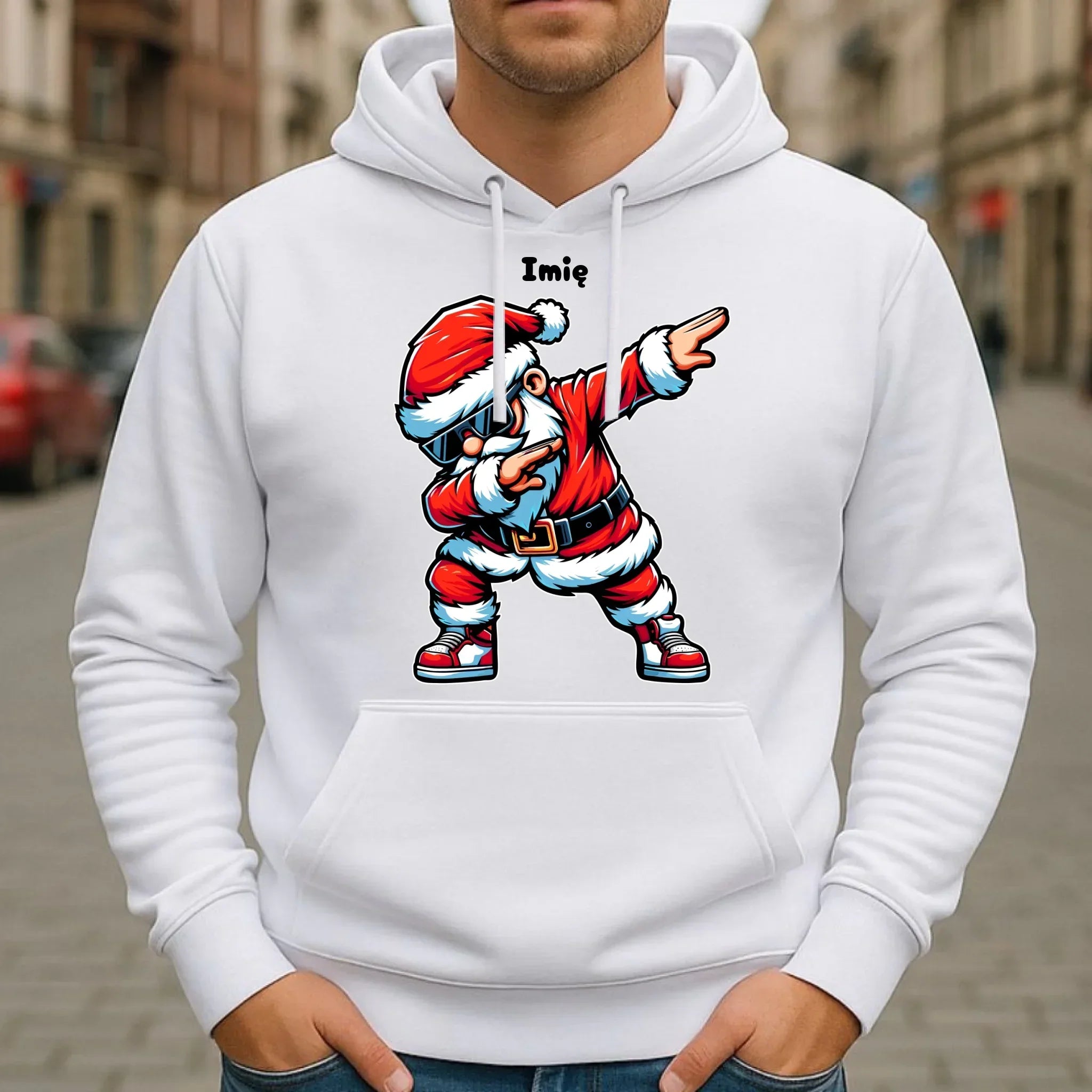Bluza męska z kapturem świąteczna - Mikołaj - na Mikołajki - personalizowana BN136 - StoryCups.pl