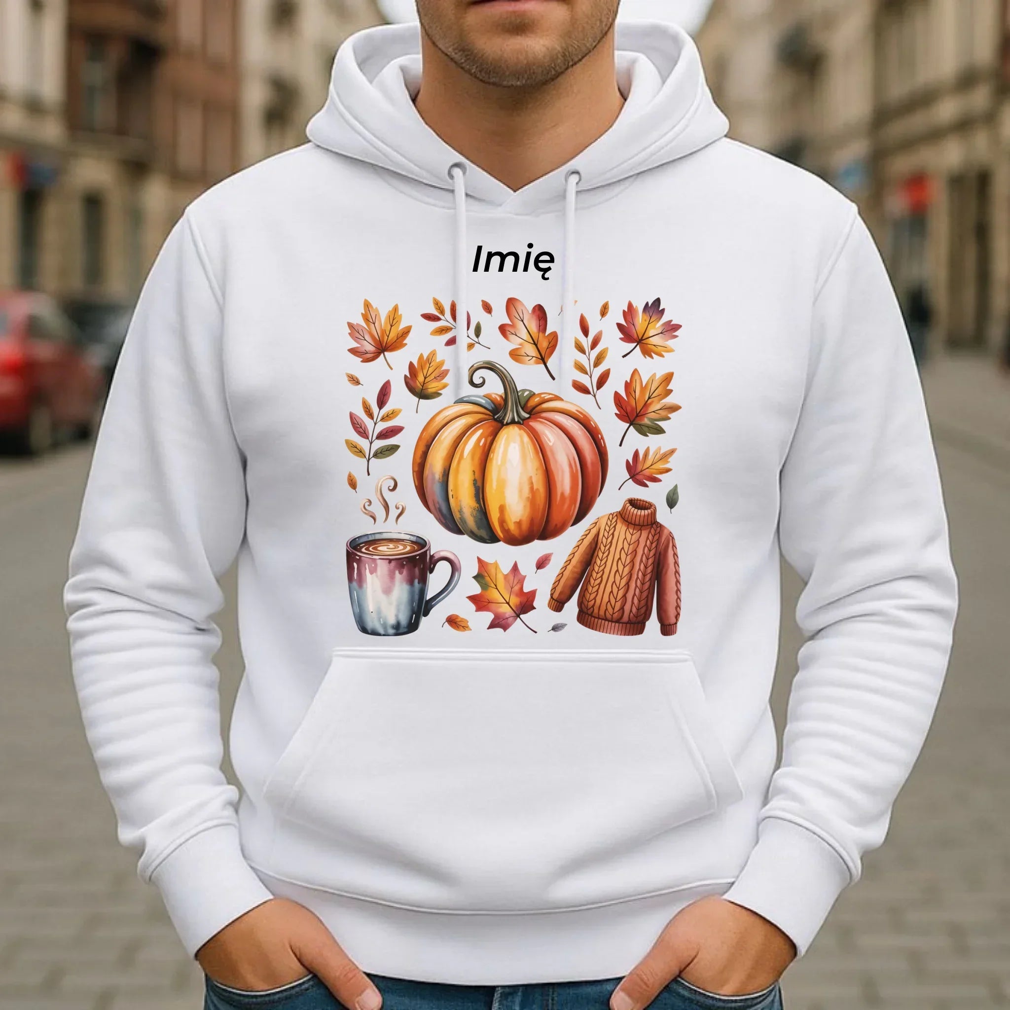 Bluza męska z kapturem jesienna - Złota jesień - personalizowana JS30 - StoryCups.pl