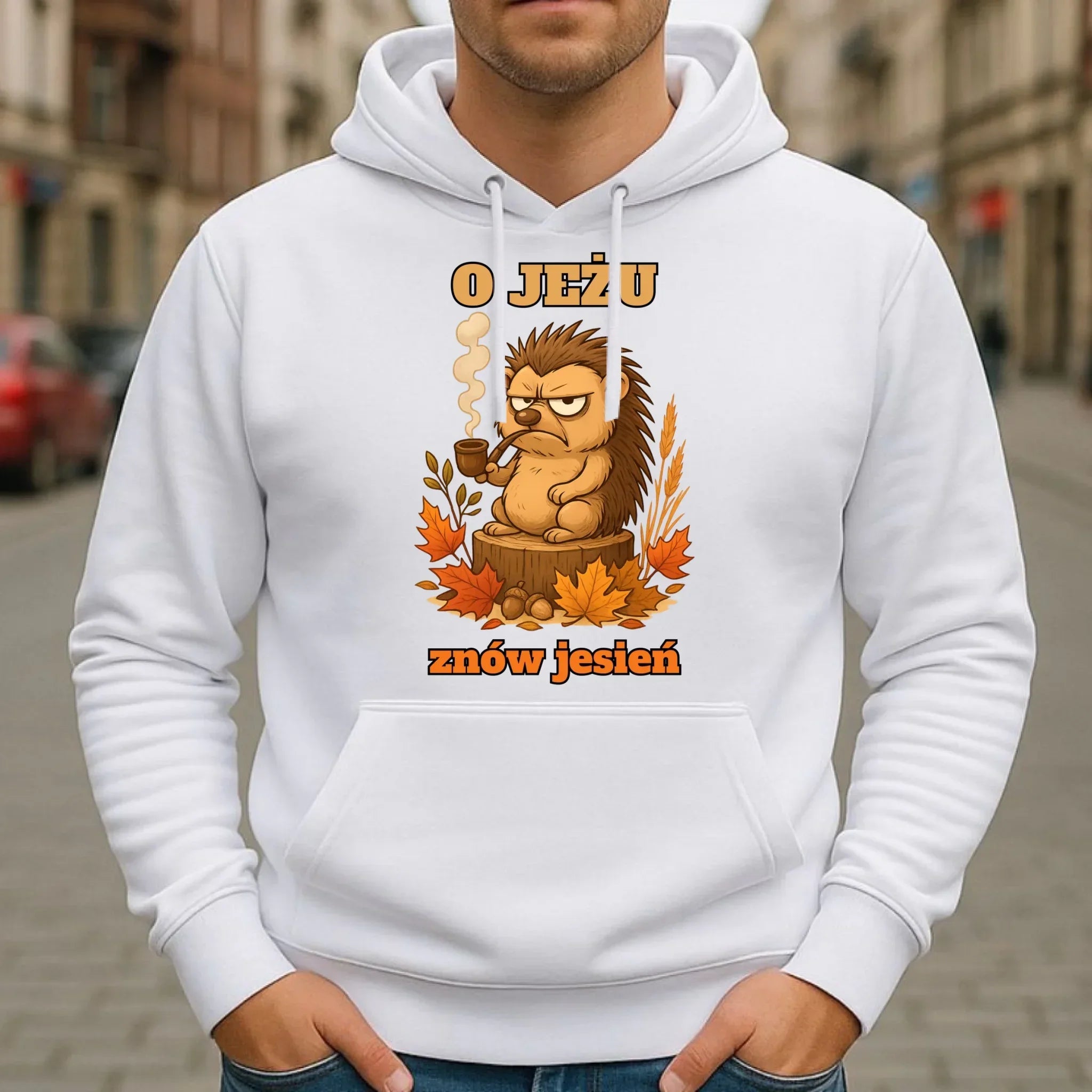 Bluza męska z kapturem jesienna - O jeżu znów jesień JS20 - StoryCups.pl