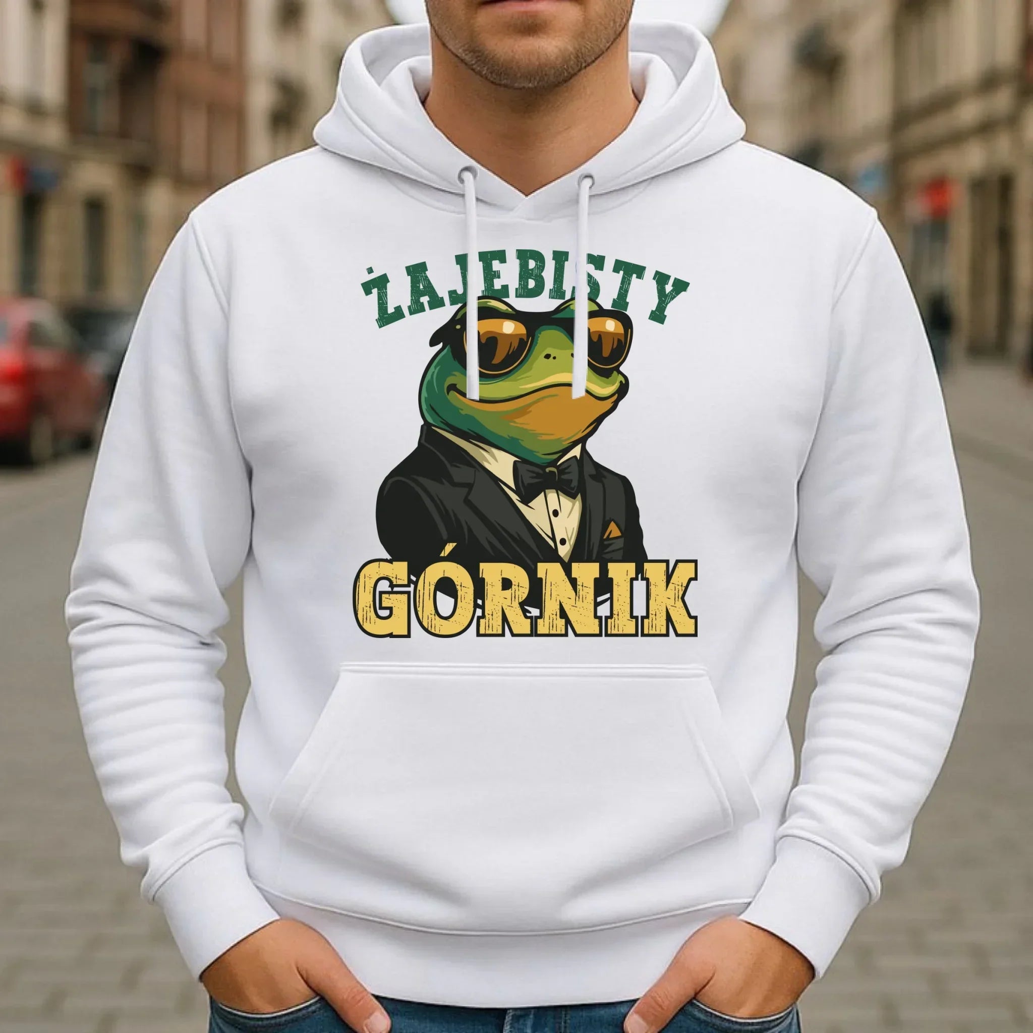 Bluza męska z kapturem - prezent dla górnika - Żajebisty górnik G18 - StoryCups.pl