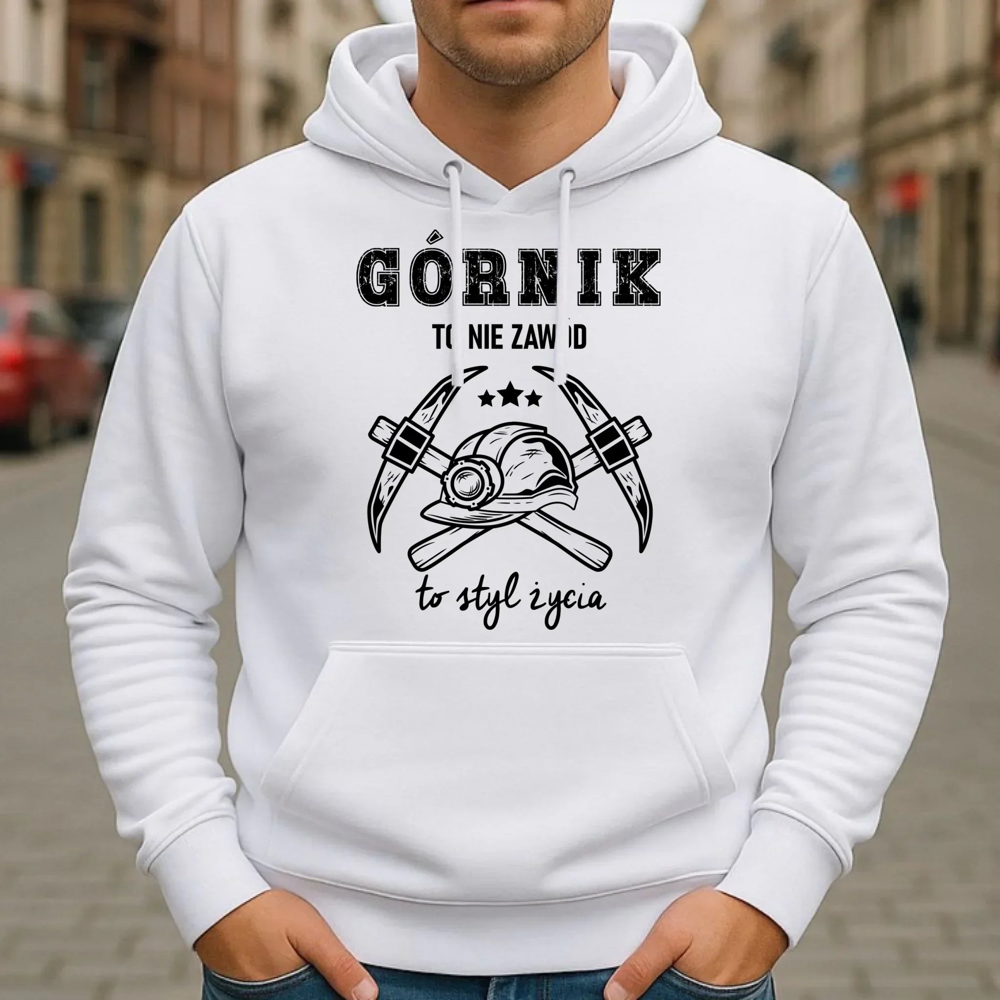 Bluza męska z kapturem - prezent dla górnika - Górnik to nie zawód to styl życia G05 - StoryCups.pl