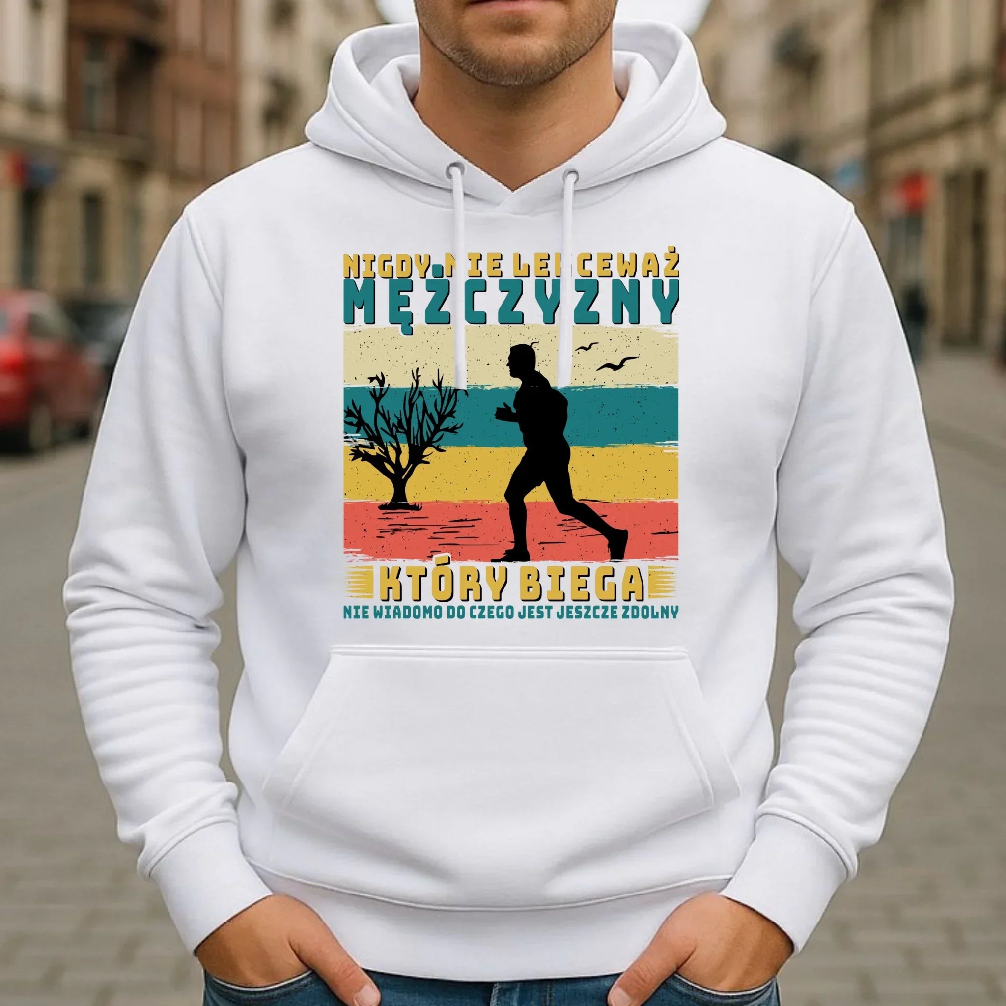 Bluza męska z kapturem dla biegacza - Nigdy nie lekceważ HB03