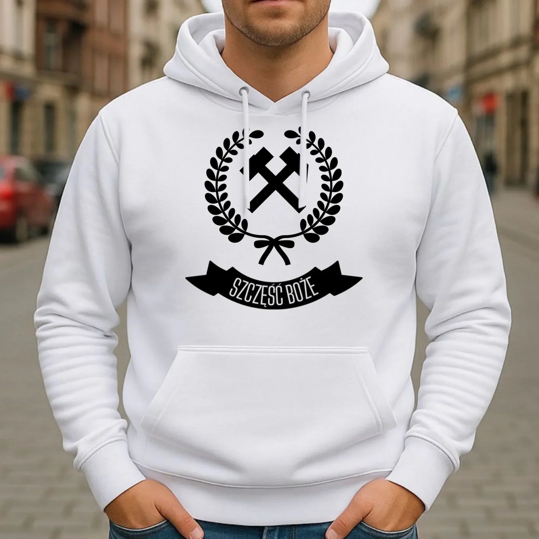 Bluza męska z kapturem - prezent dla górnika - Szczęść Boże G02 - StoryCups.pl
