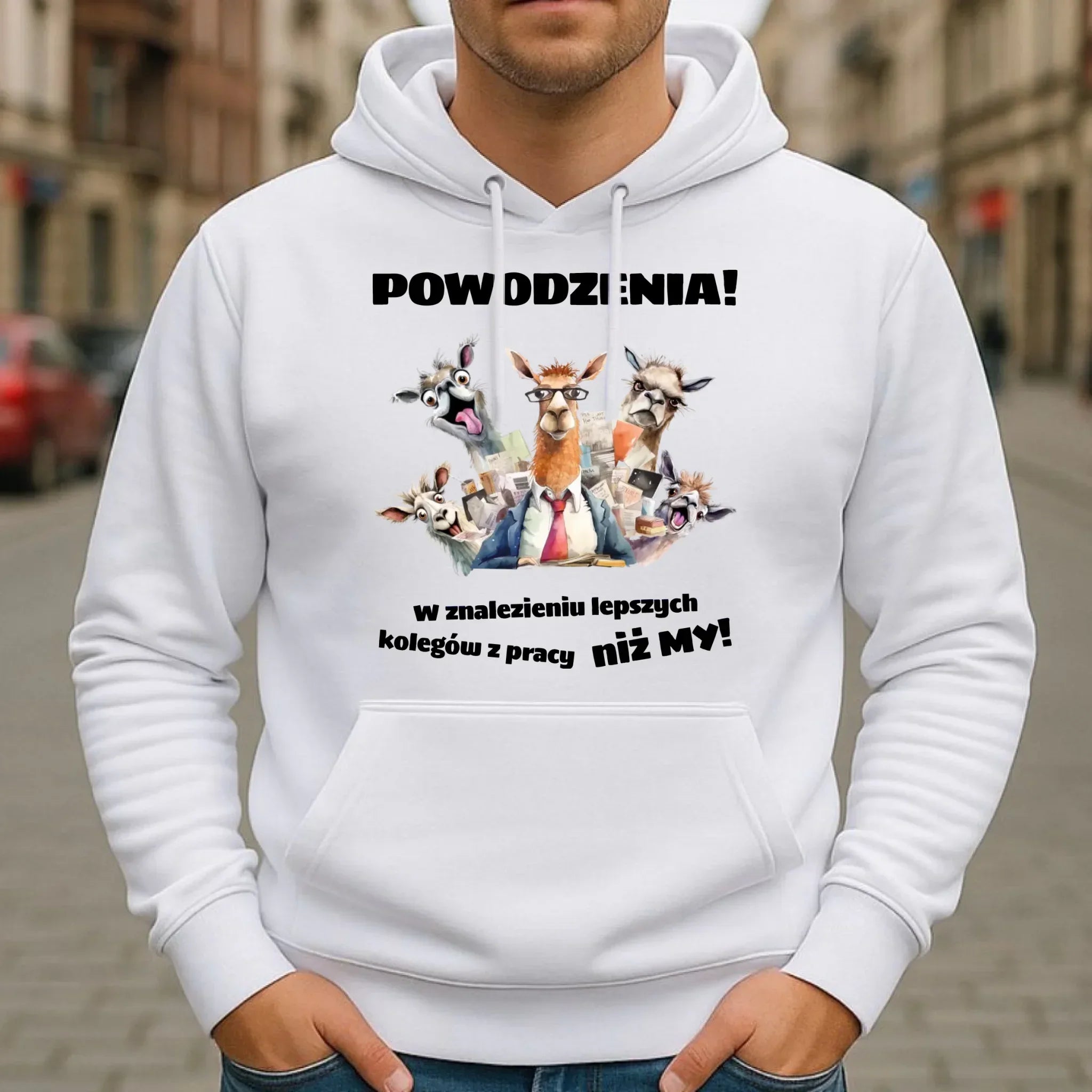 Bluza męska z kapturem na odejście z pracy - Powodzenia w znalezieniu lepszych kolegów OP08 - StoryCups.pl