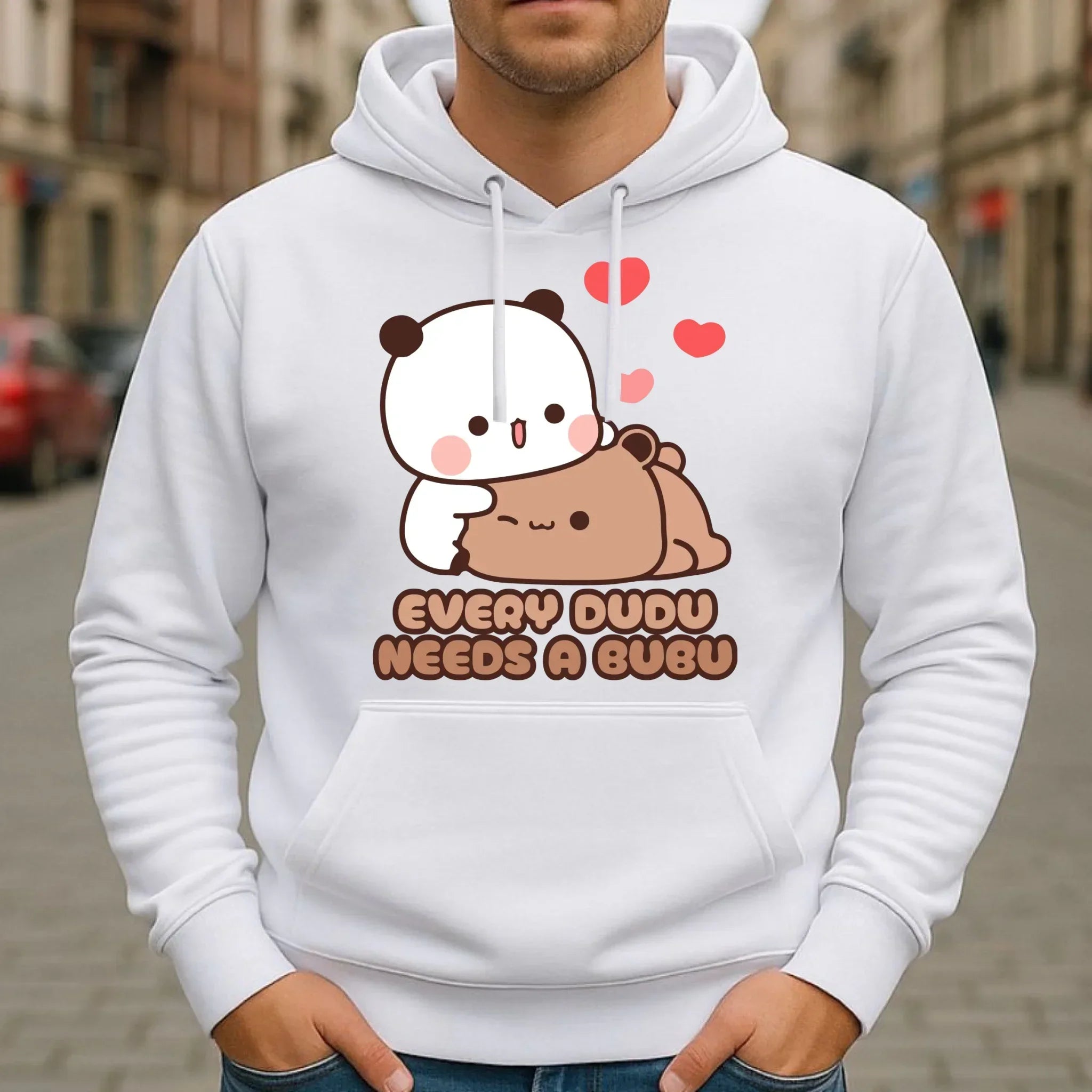 Bluza męska z kapturem dla par - Every Dudu needs a Bubu W32 - StoryCups.pl