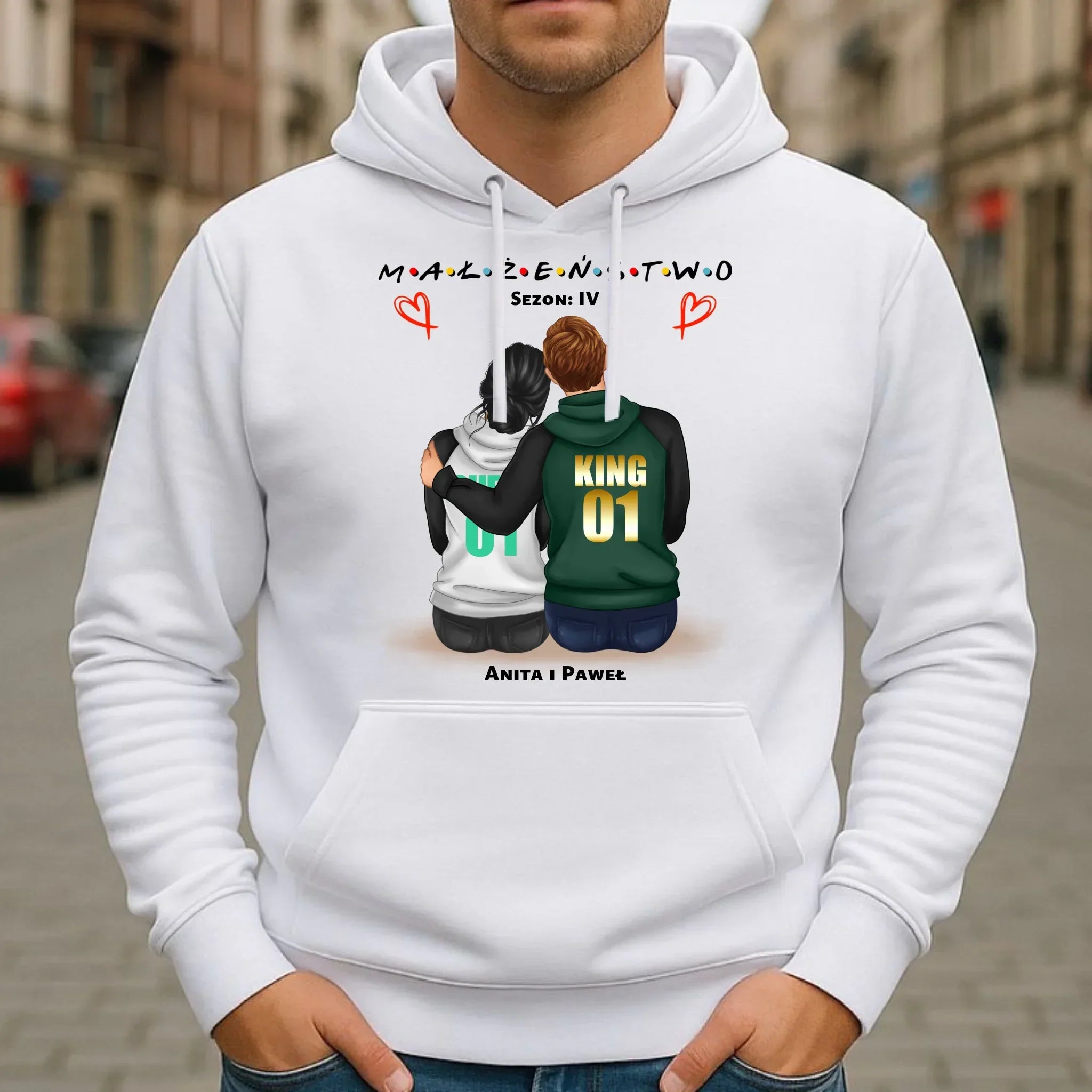 Bluza męska z kapturem dla męża - Małżeństwo Sezon - personalizowana W05 - StoryCups.pl