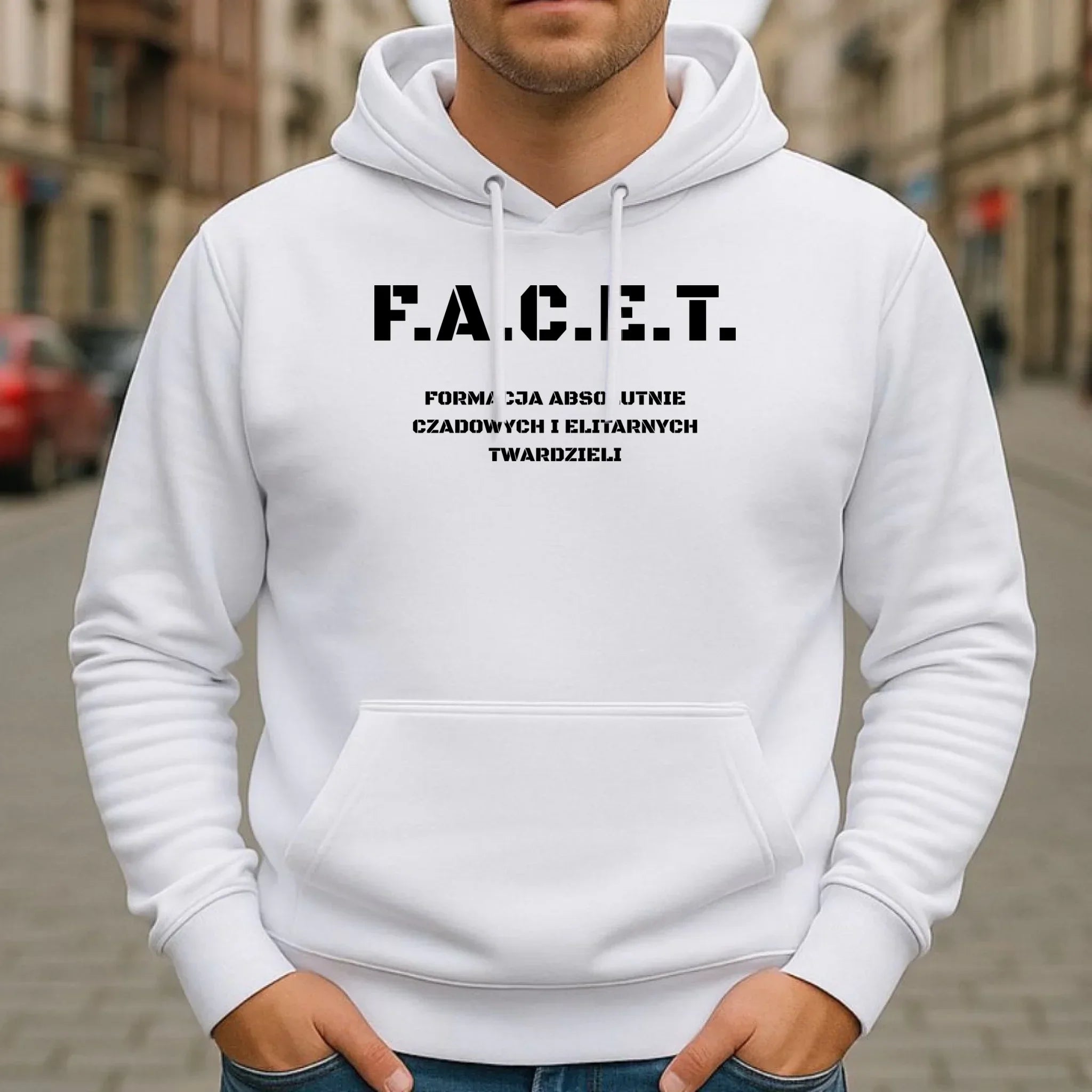 Bluza męska z kapturem - Prezent dla chłopaka kolegi - F.A.C.E.T. Formacja Absolutnie Czadowych i Elitarnych Twardzieli DCH23 - StoryCups.pl