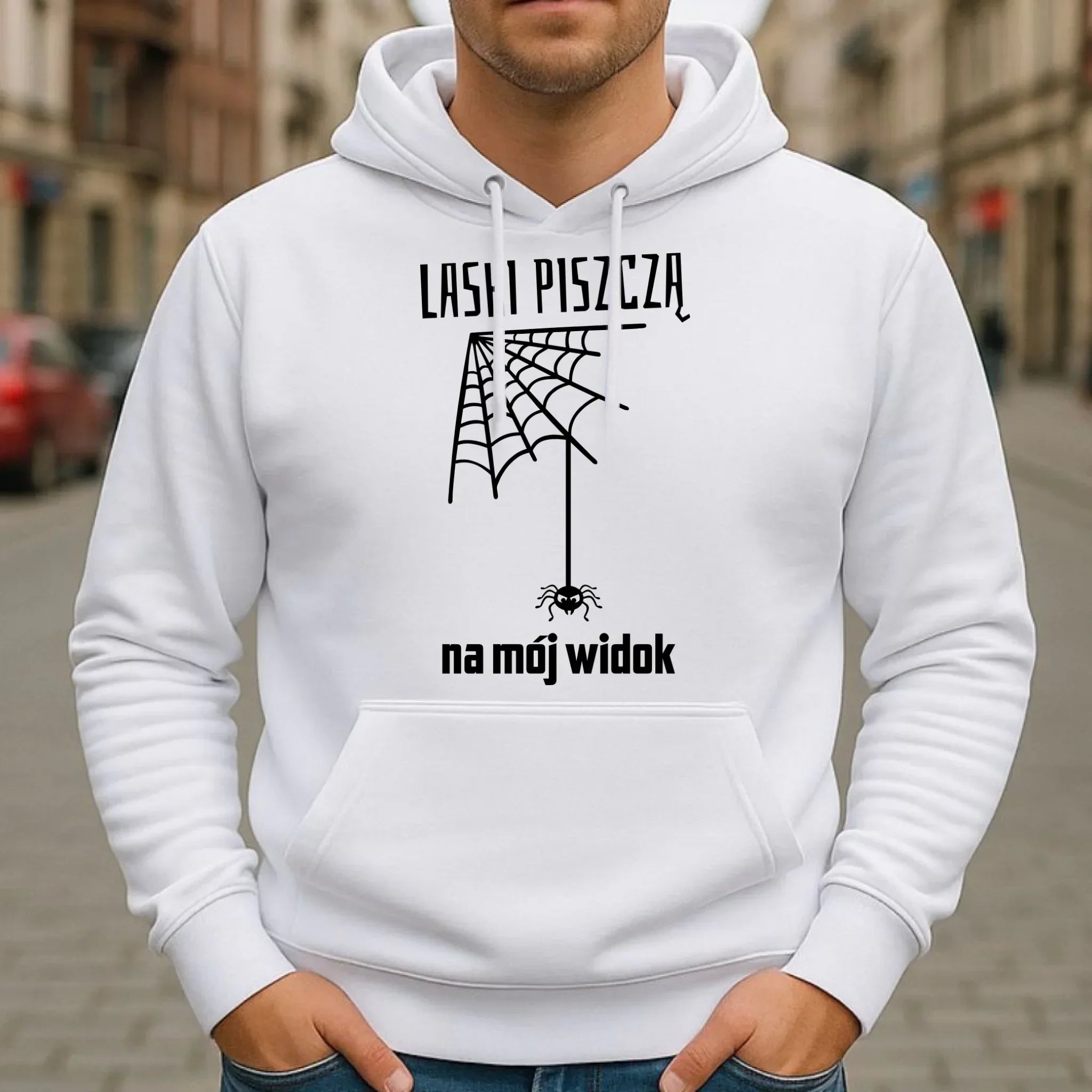Bluza męska z kapturem - prezent dla chłopaka - Laski piszczą na mój widok DCH13 - StoryCups.pl