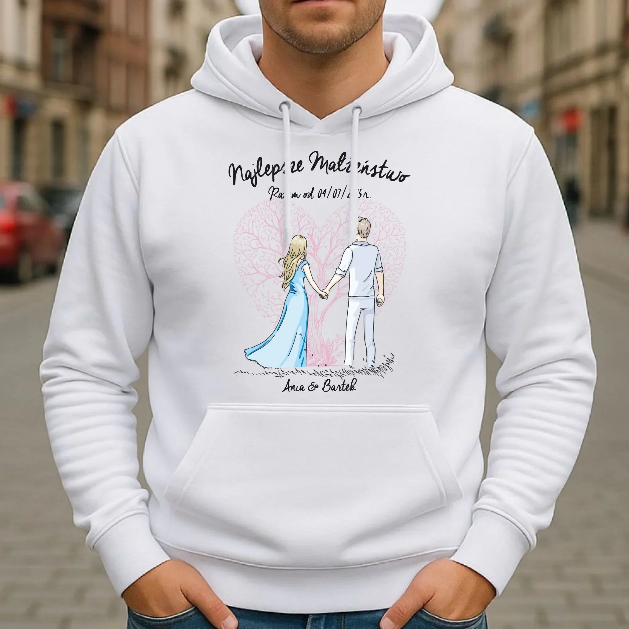 Bluza męska z kapturem dla męża - Najlepsze małżeństwo - personalizowana W03 - StoryCups.pl