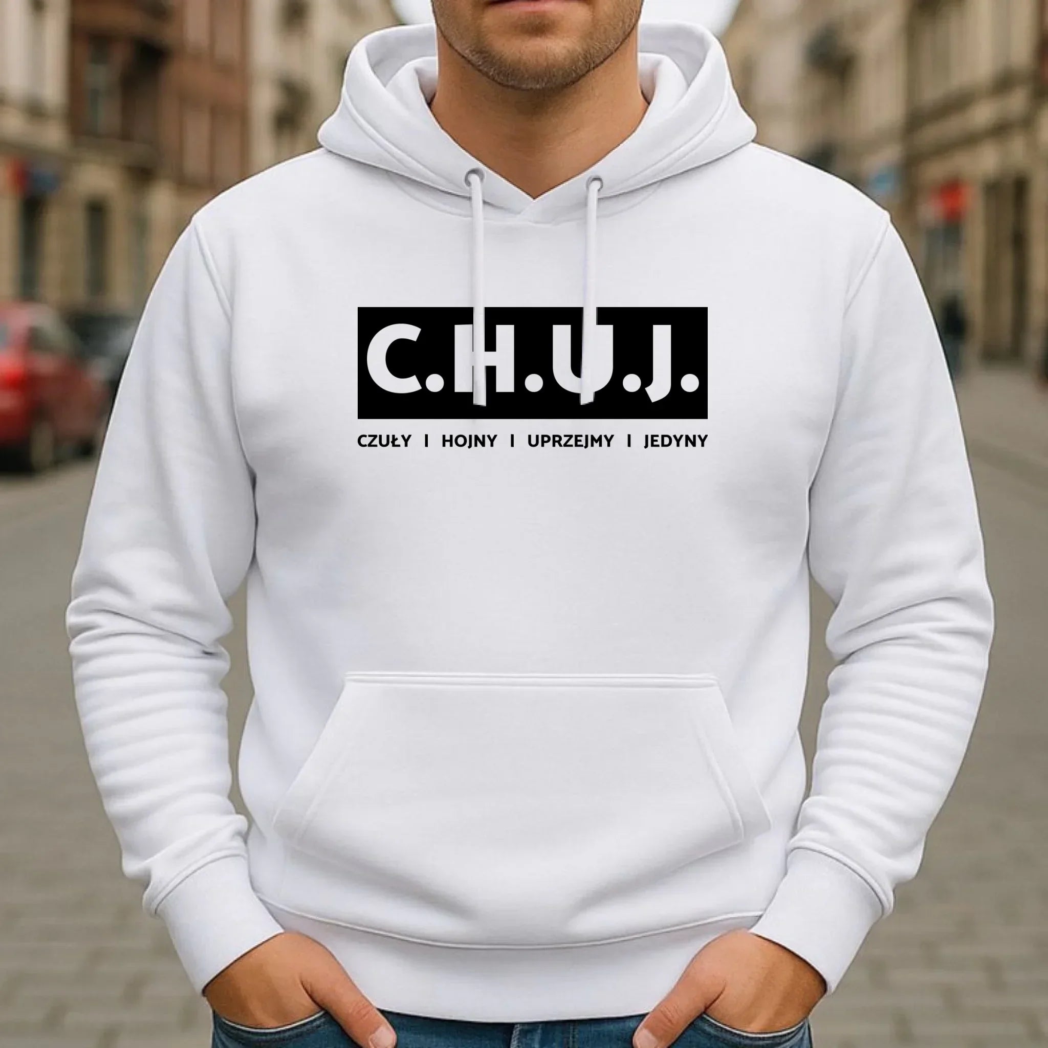 Bluza męska z kapturem - prezent dla kolegi na Dzień Chłopaka przyjaciela - C.H.U.J. - bez cenzury DCH12 - StoryCups.pl