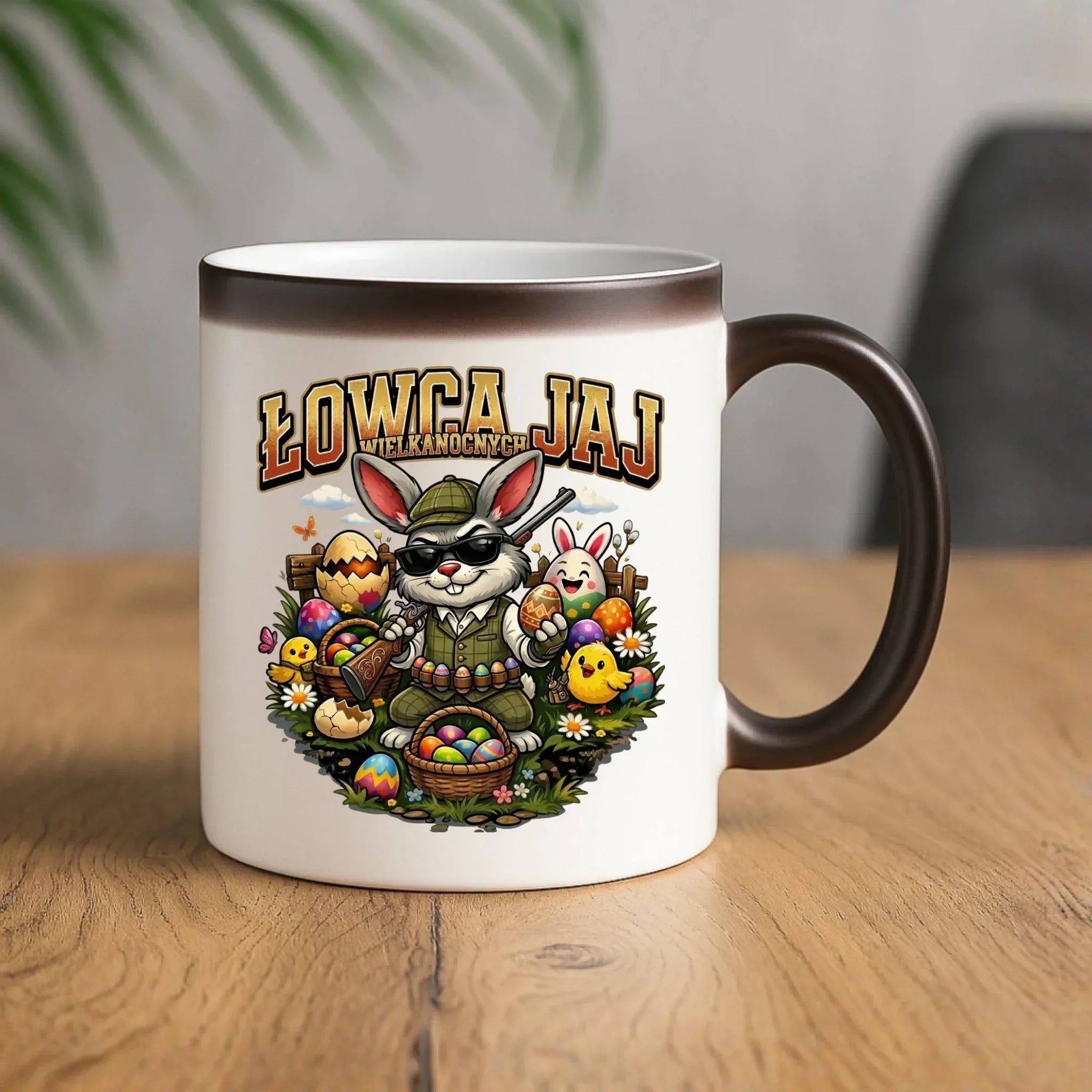 Kubek magiczny wielkanocny - Zając Łowca Jaj WN12 - StoryCups.pl