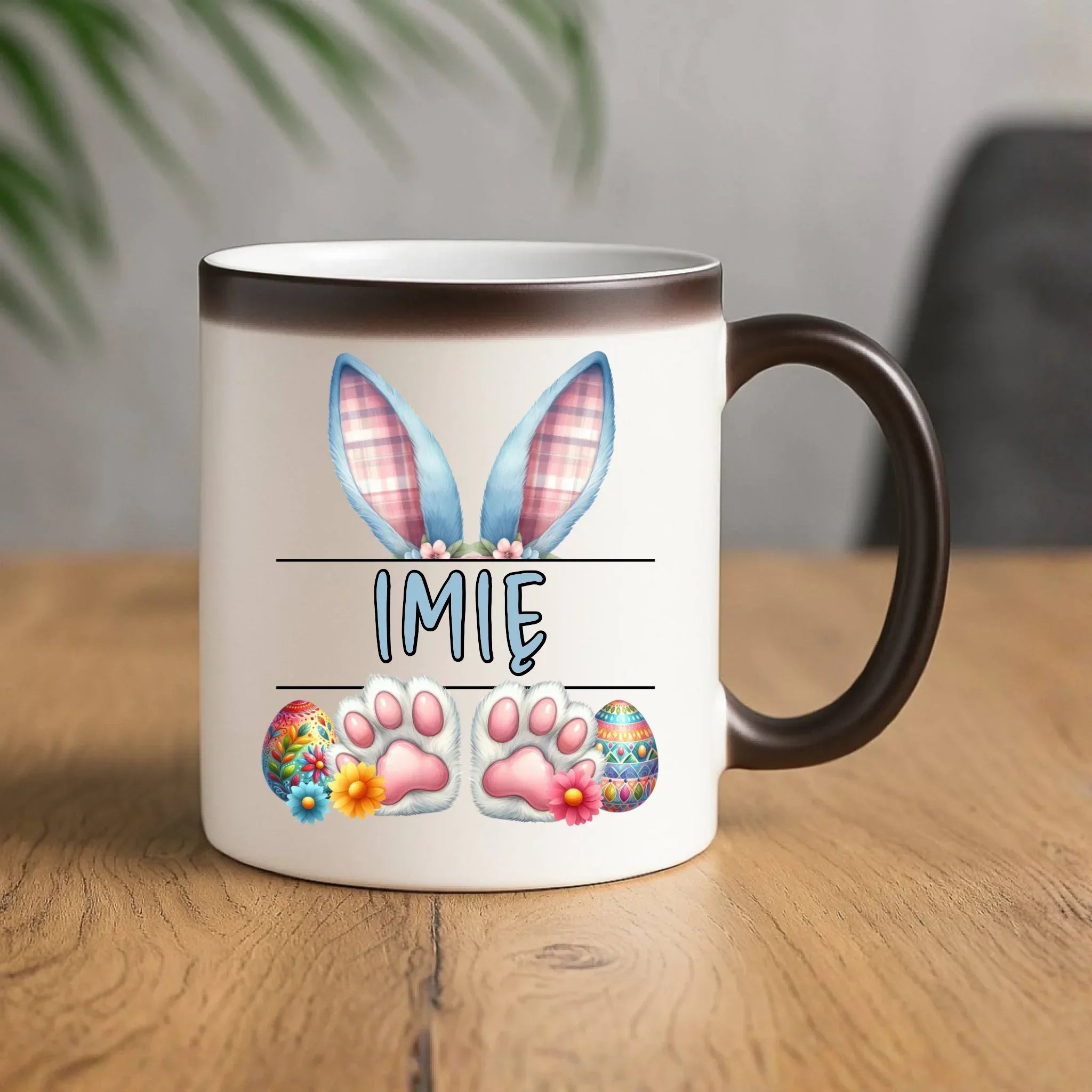 Kubek magiczny wielkanocny dla chłopca - Zajączek - personalizowany WN11 - StoryCups.pl