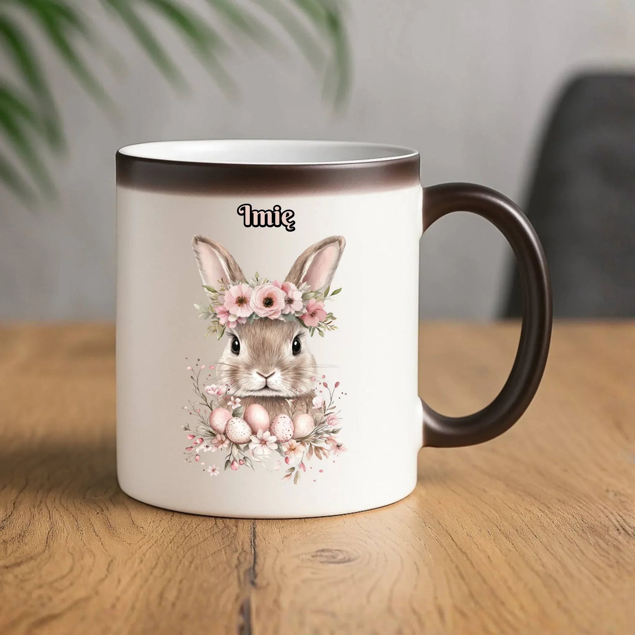 Kubek magiczny na Wielkanoc - Zajączek Boho - Prezent personalizowany WN05 - StoryCups.pl