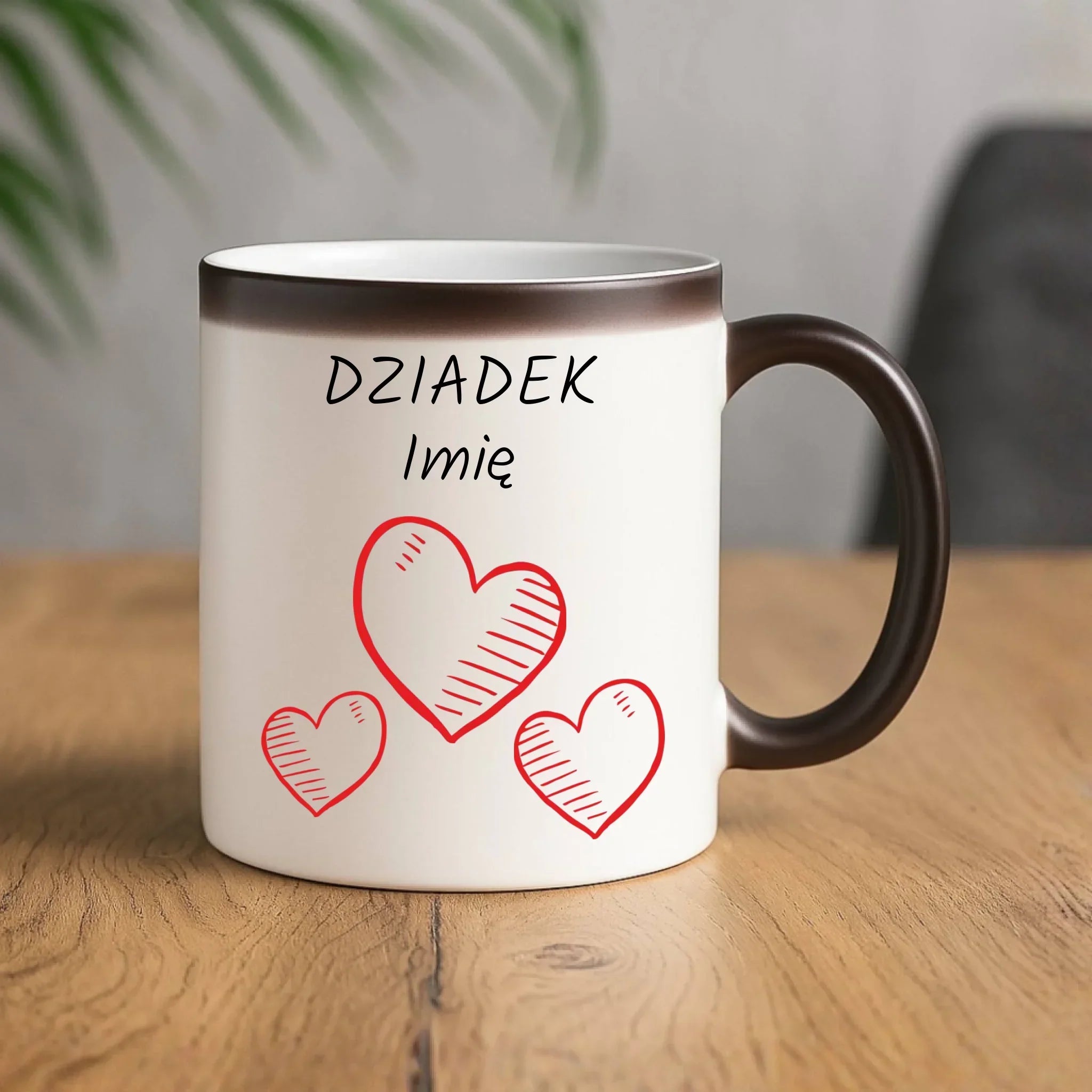 Kubek magiczny dla dziadka - Serca - personalizowany D01 - StoryCups.pl