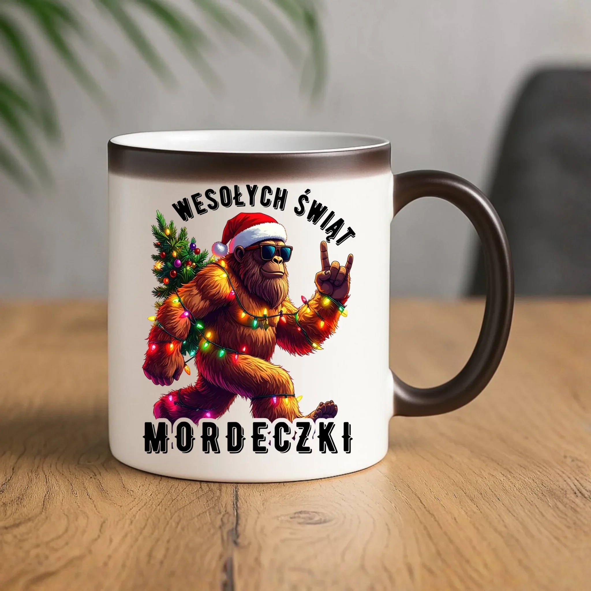 Kubek magiczny świąteczny - prezent na święta - Yeti Wesołych Świąt mordeczki BN152 - StoryCups.pl