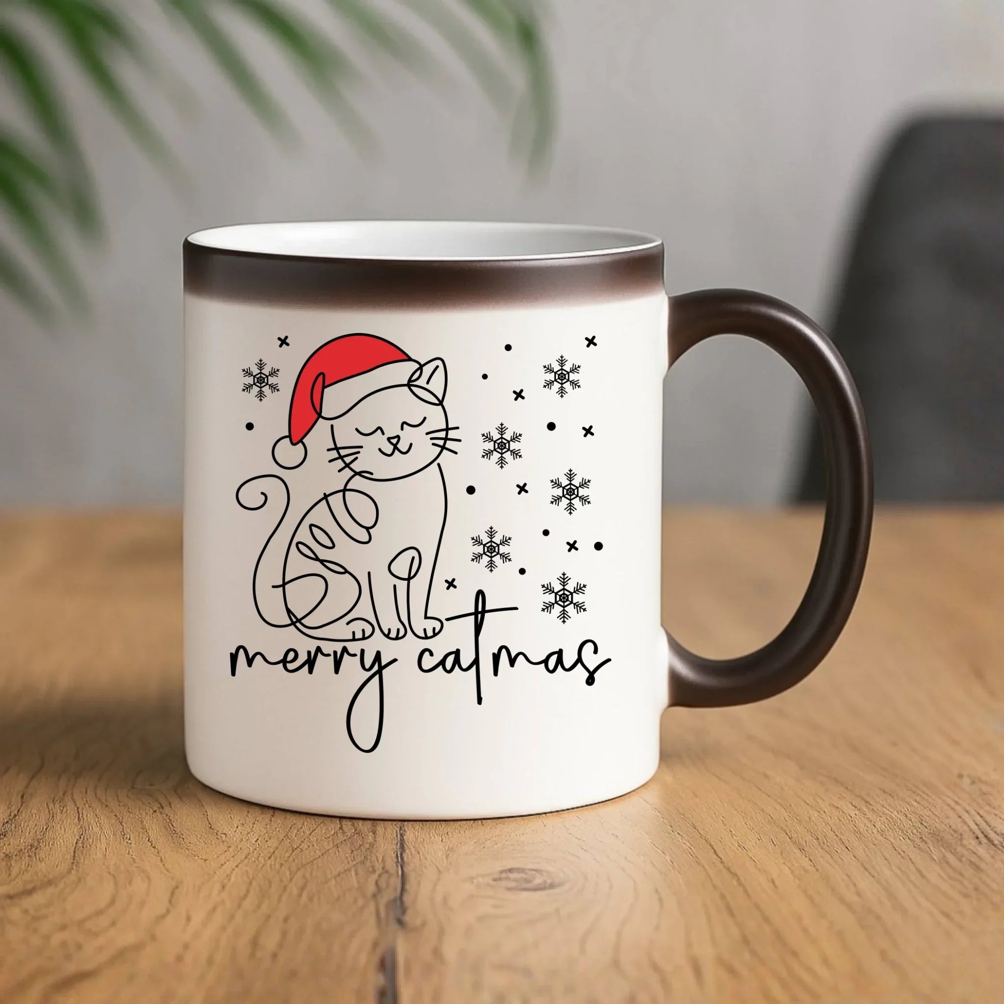 Kubek magiczny świąteczny - prezent dla kociary - Merry catmas BN151 - StoryCups.pl