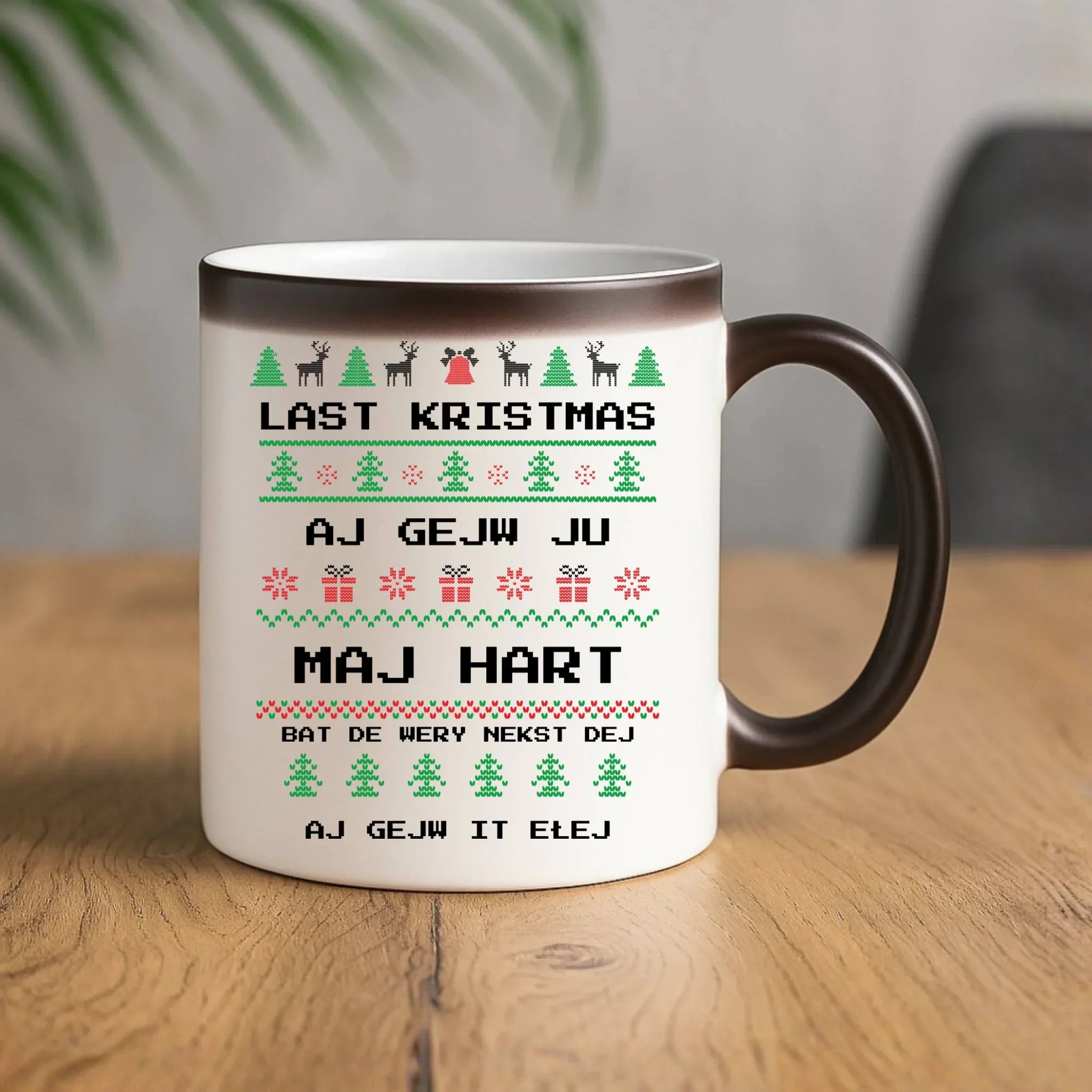 Kubek magiczny świąteczny - Last kristmas aj gejw ju maj hart BN13 - StoryCups.pl