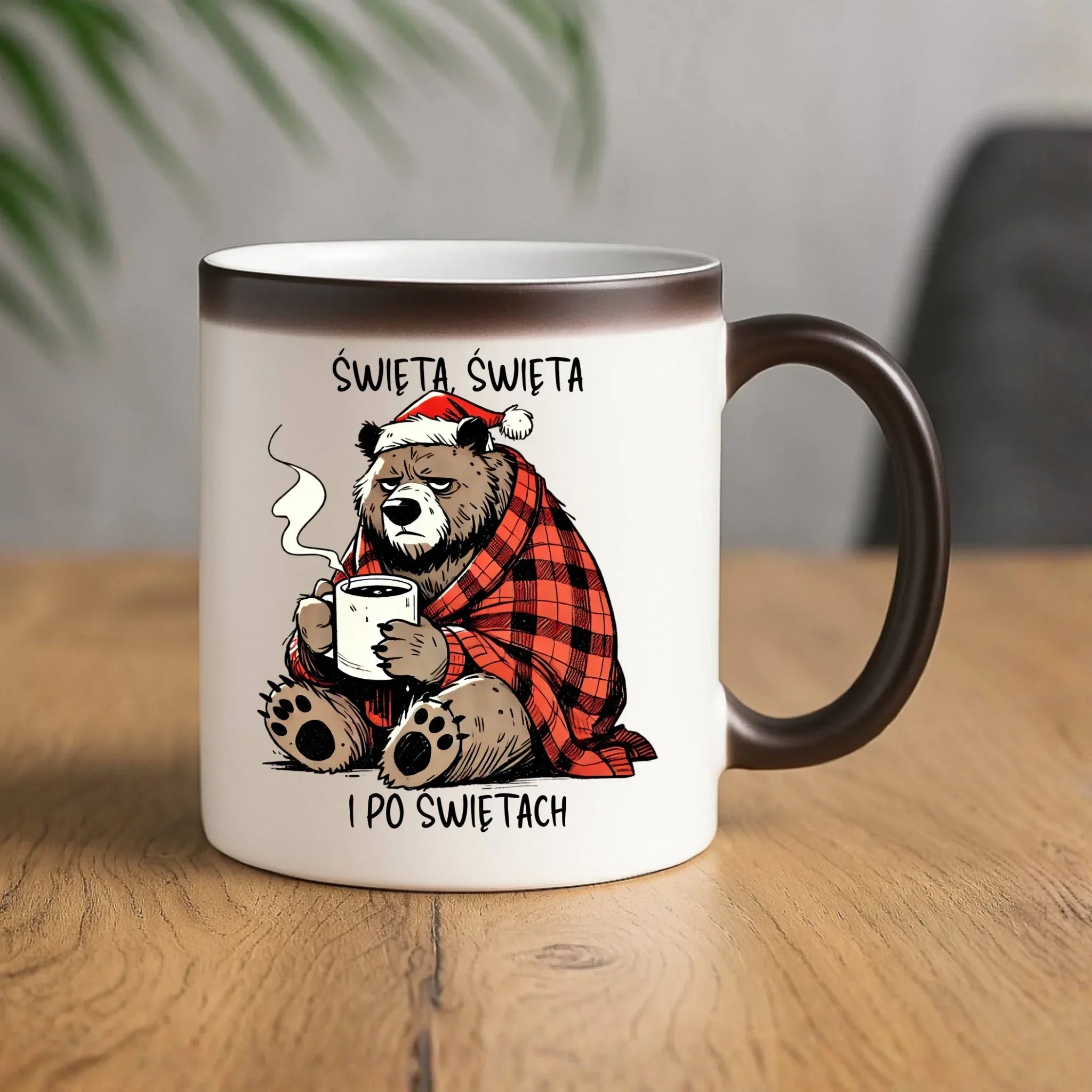 Kubek magiczny świąteczny - Miś Święta, święta i po świętach BN16 - StoryCups.pl