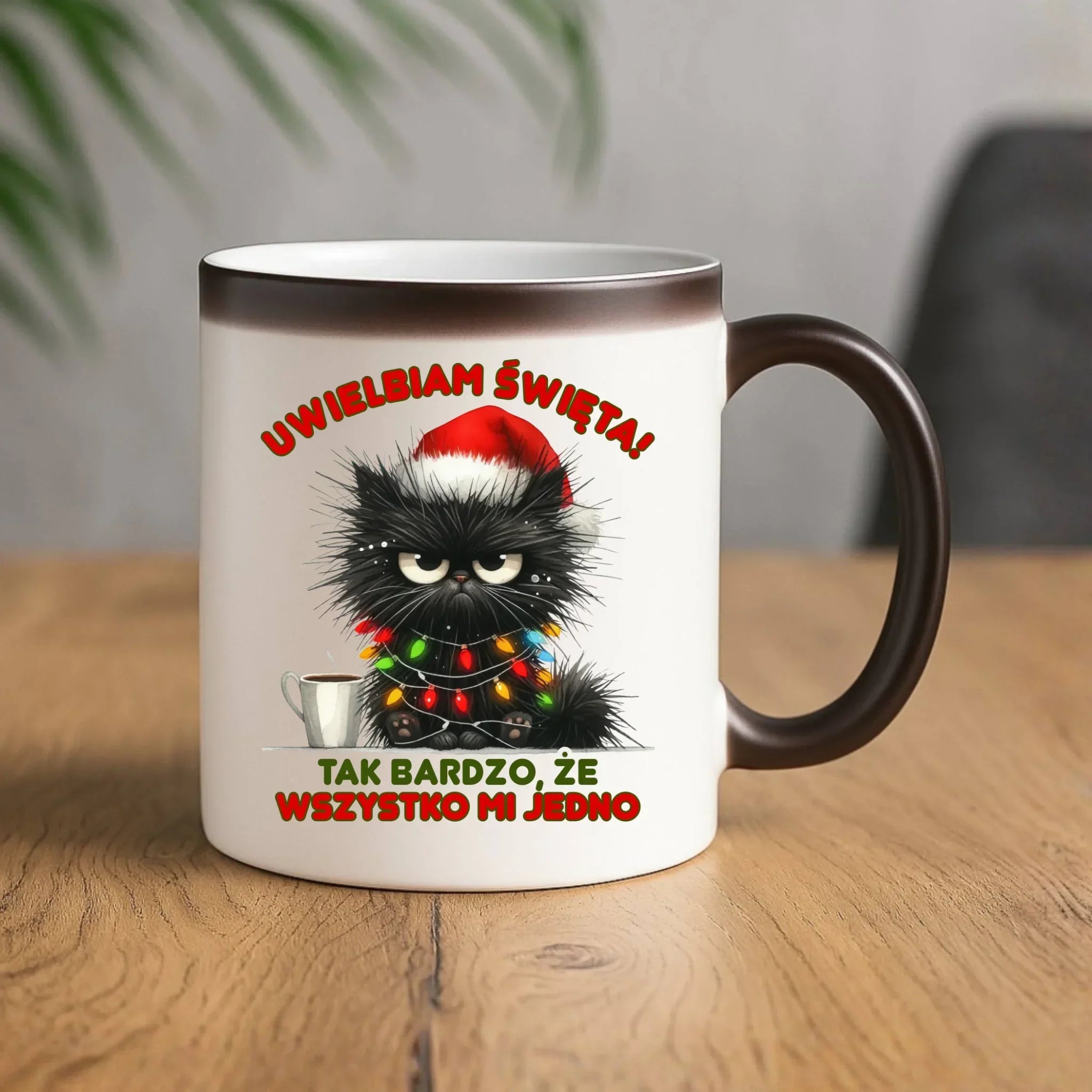 Kubek magiczny świąteczny - Kot Maruda Wszystko mi jedno BN35 - StoryCups.pl