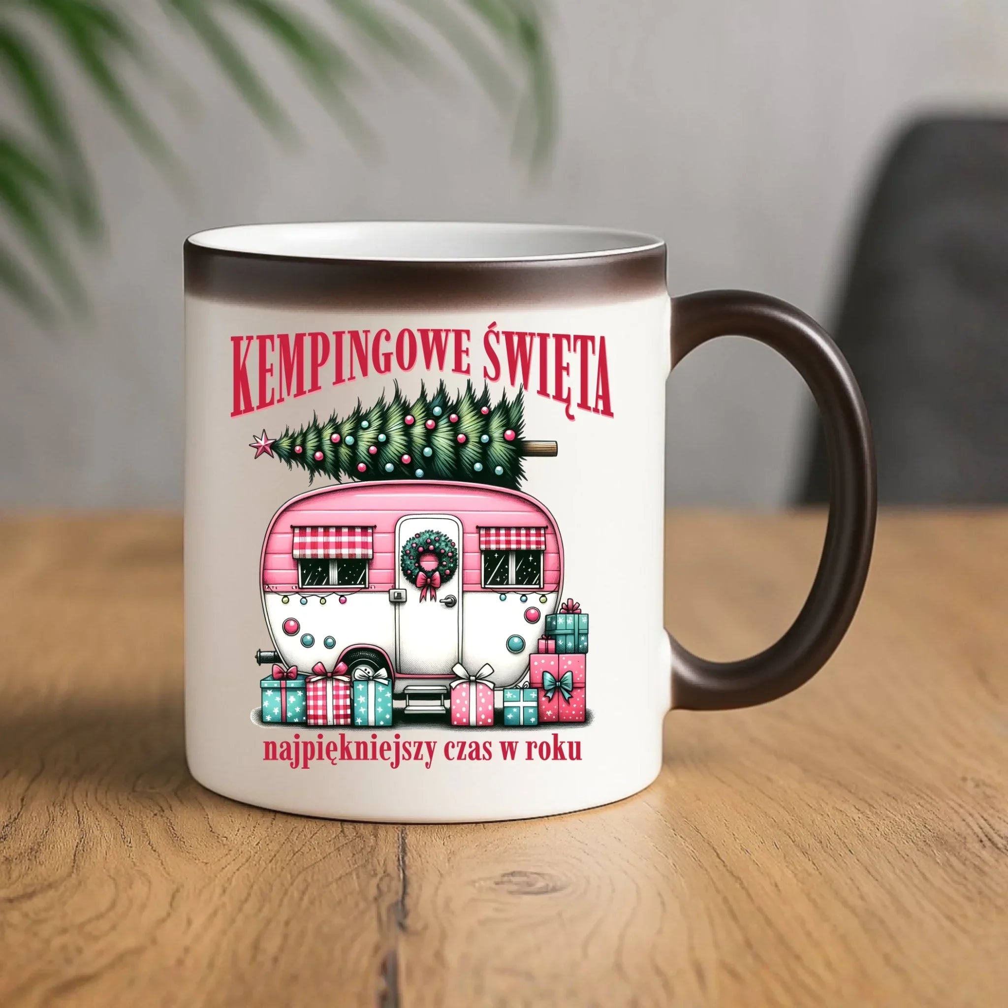 Kubek magiczny świąteczny - Kamper Kempingowe Święta BN40 - StoryCups.pl
