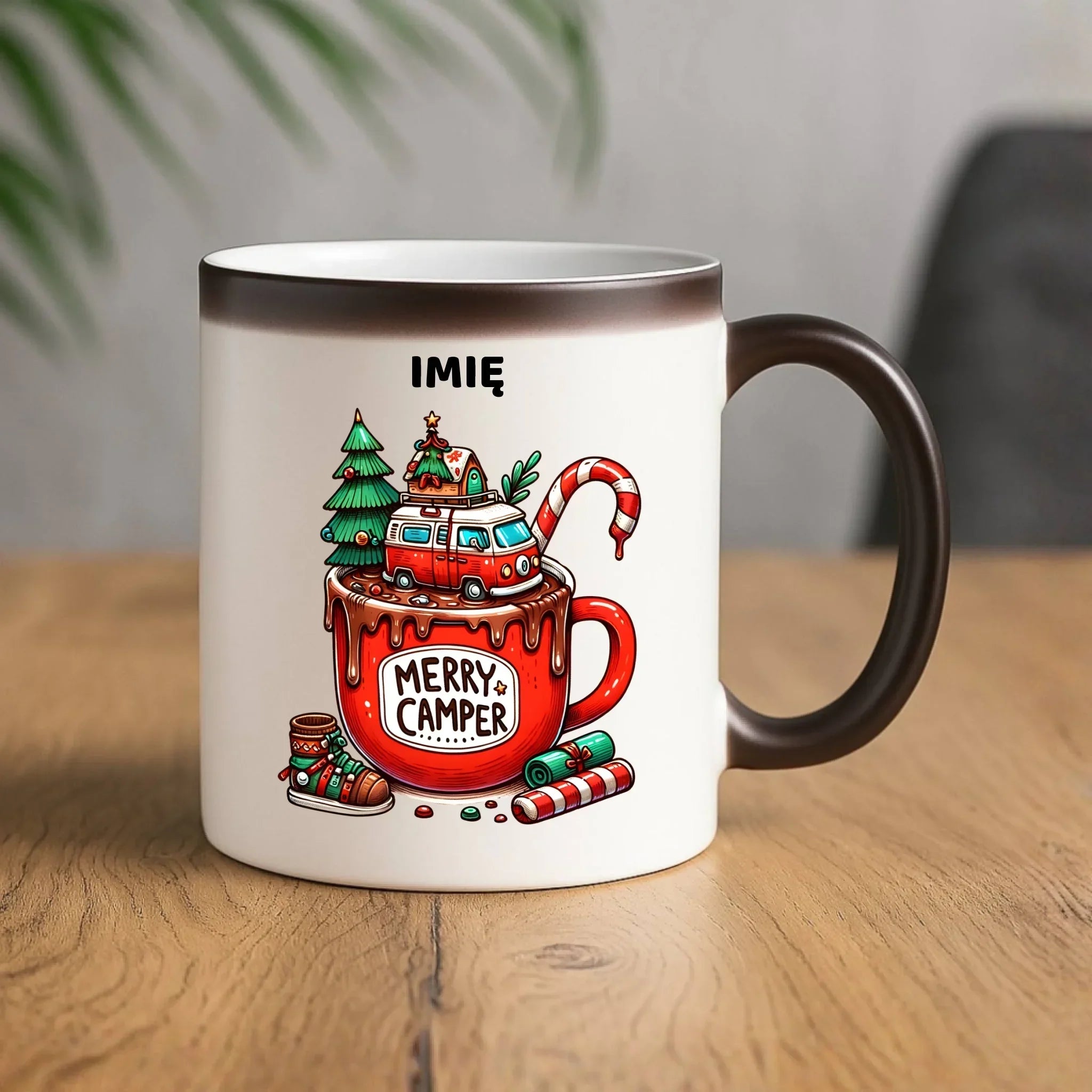 Kubek magiczny świąteczny - Kamper Merry Camper - personalizowany BN43 - StoryCups.pl