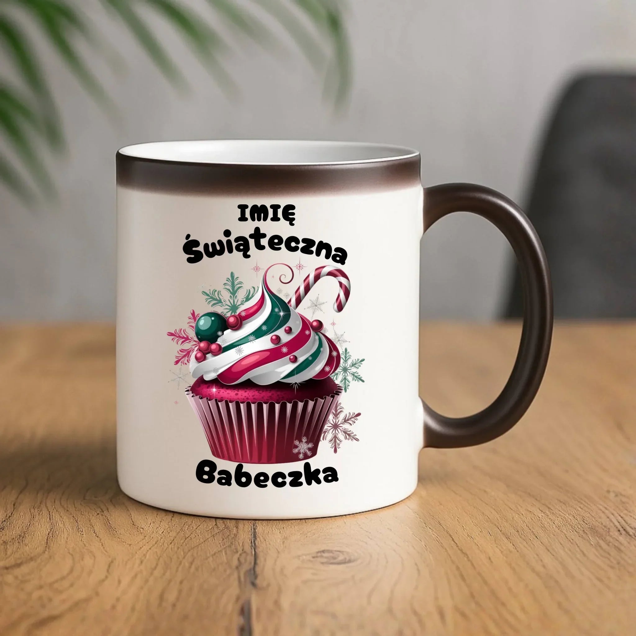 Kubek magiczny na święta - Świąteczna babeczka - personalizowany BN30 - StoryCups.pl
