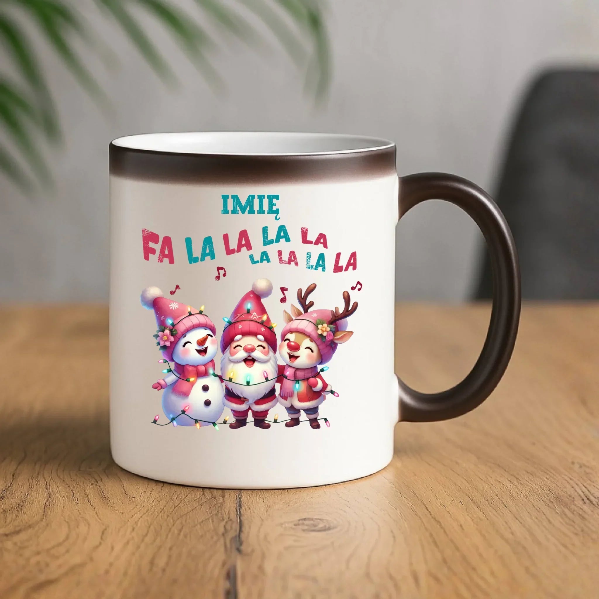 Kubek magiczny świąteczny - Fa la la la - personalizowany BN51 - StoryCups.pl