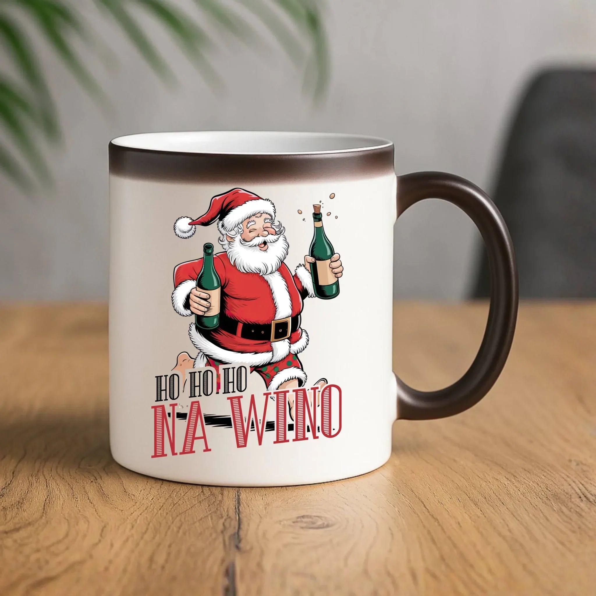 Kubek magiczny świąteczny - Mikołaj Ho ho ho na wino BN61 - StoryCups.pl