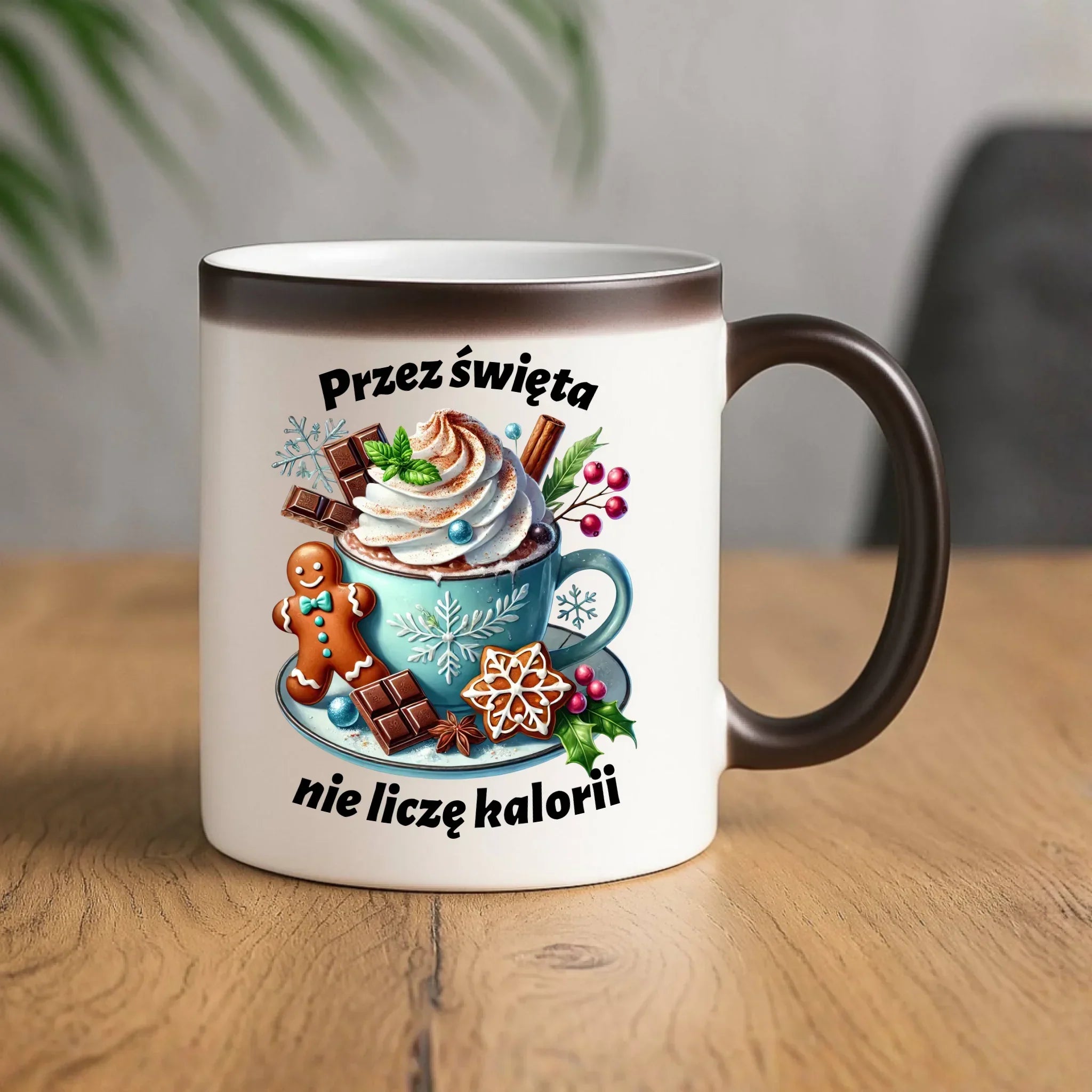 Kubek magiczny świąteczny - Przez święta nie liczę kalorii BN31 - StoryCups.pl