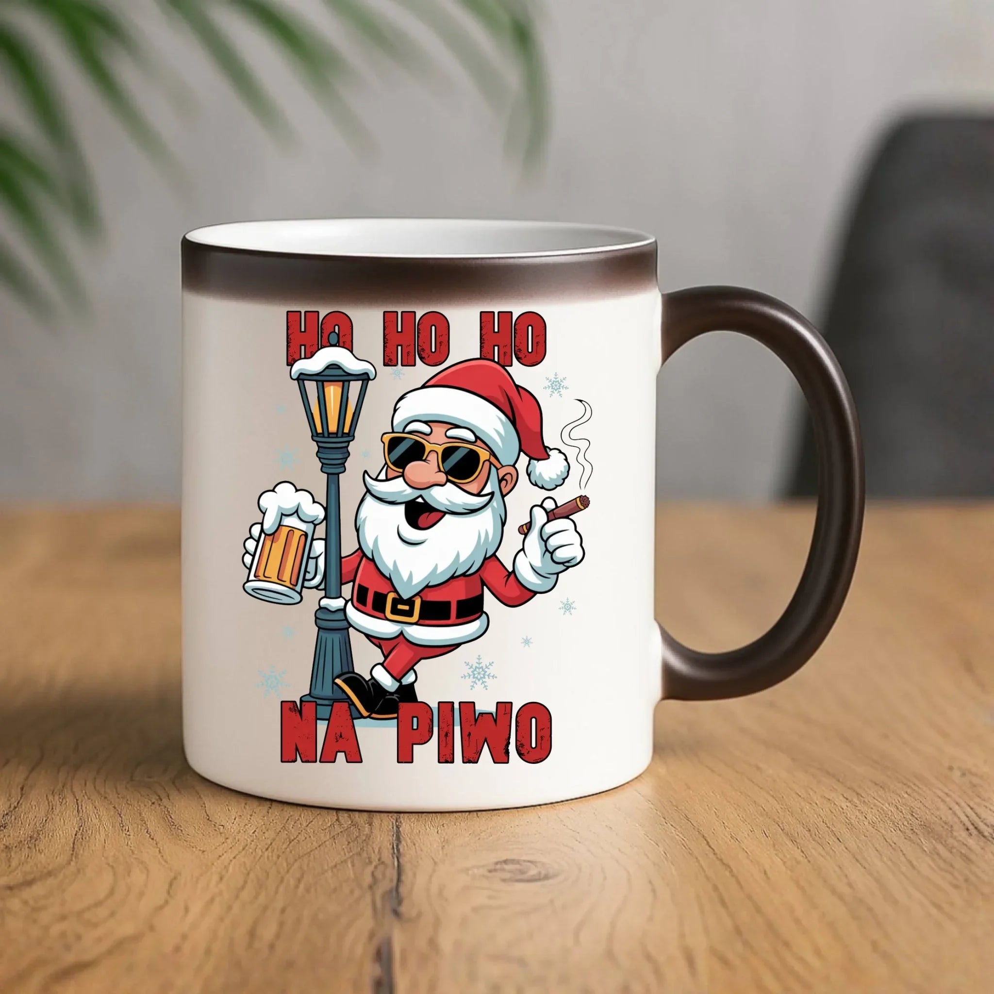 Kubek magiczny świąteczny - Mikołaj Ho ho ho na piwo BN64 - StoryCups.pl