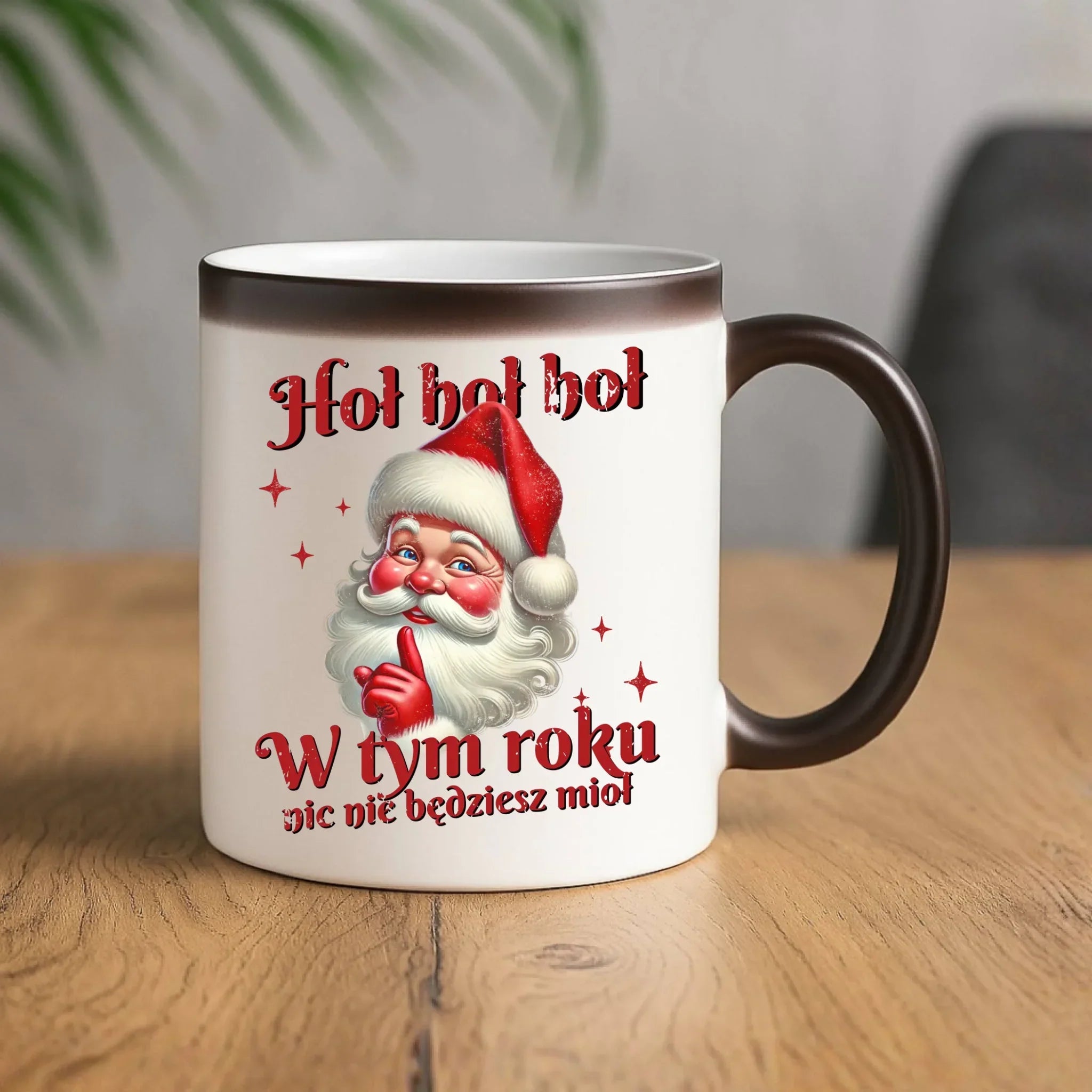 Kubek magiczny świąteczny - Mikołaj Hoł hoł nic nie będziesz mioł BN66 - StoryCups.pl