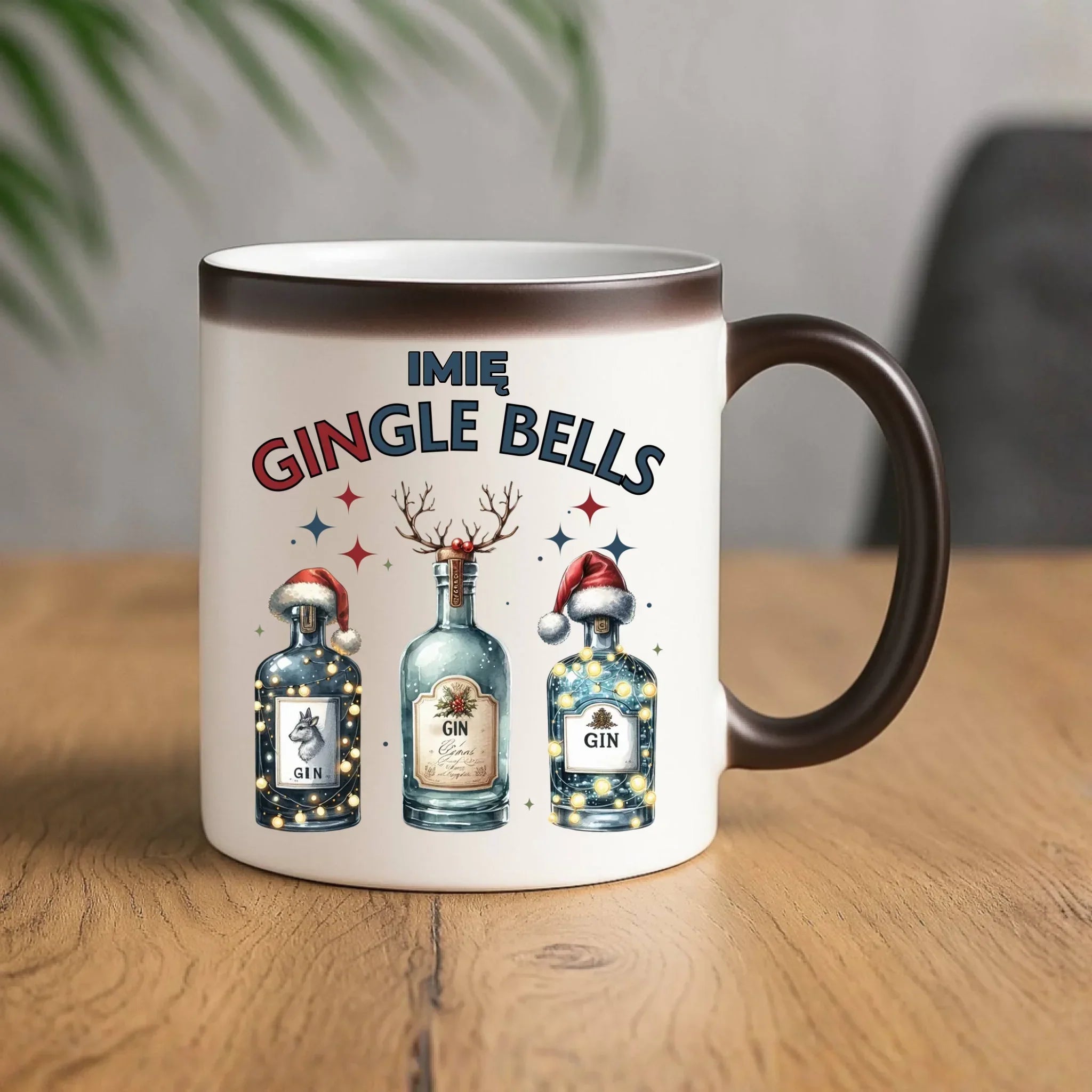 Kubek magiczny świąteczny - Gin Gingle bells - personalizowany BN68 - StoryCups.pl