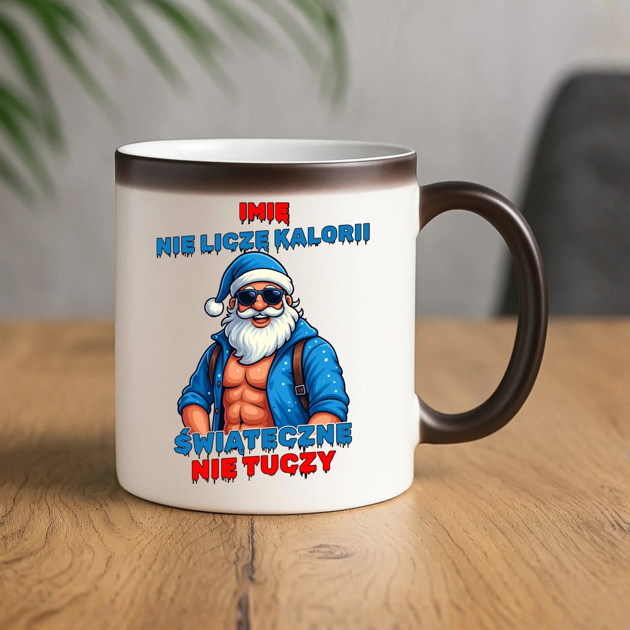 Kubek magiczny świąteczny z Mikołajem - Świąteczne nie tuczy - personalizowany BN118 - StoryCups.pl