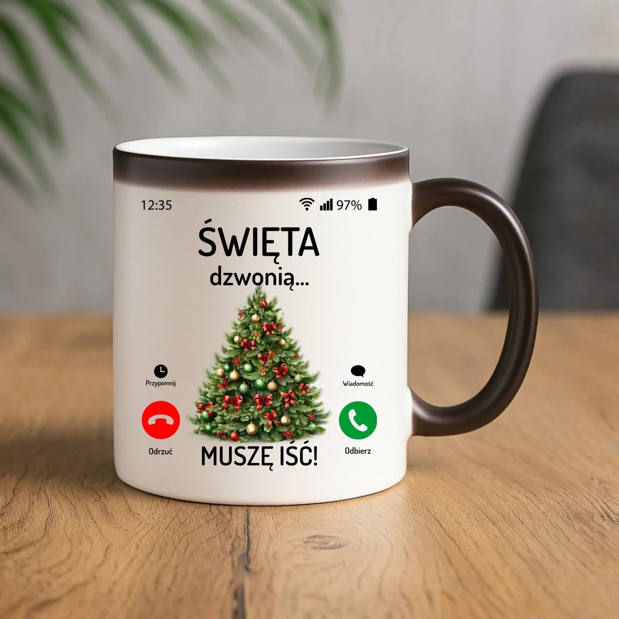 Kubek magiczny świąteczny - Choinka Święta dzwonią muszę iść BN124 - StoryCups.pl
