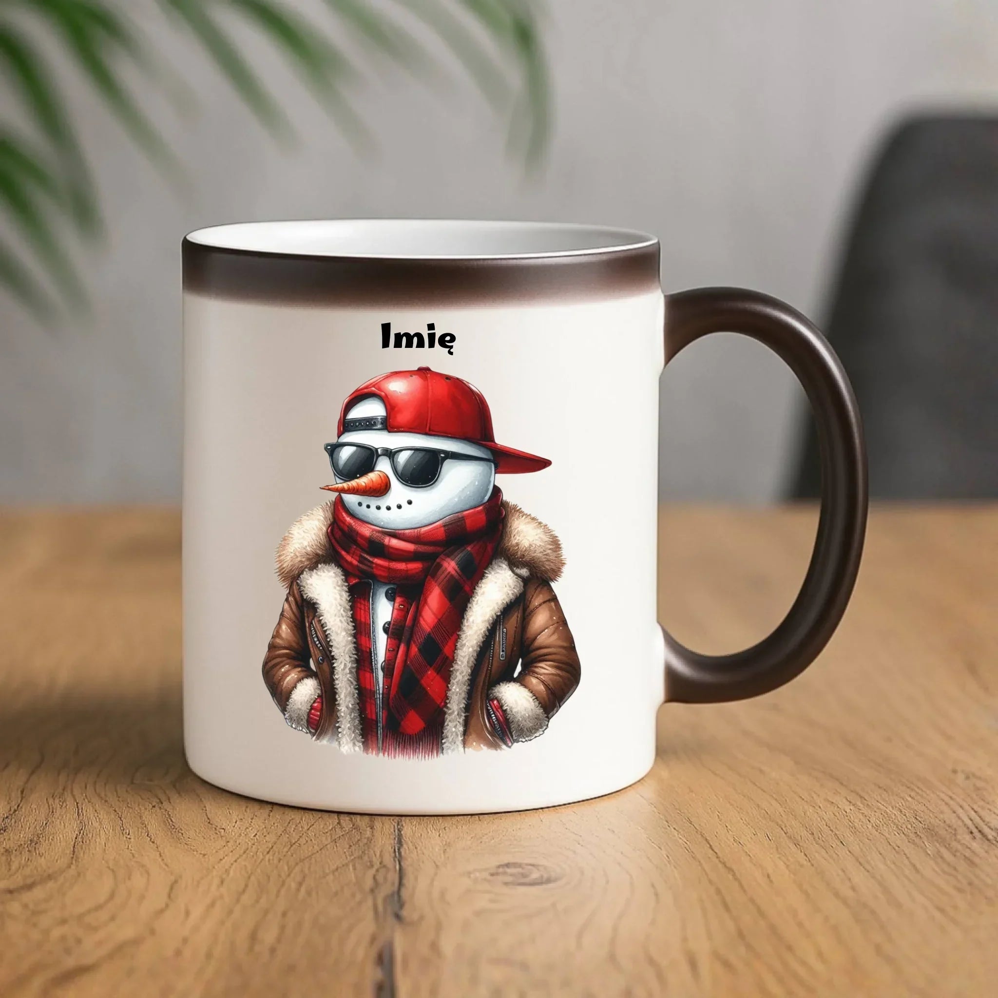 Kubek magiczny świąteczny - Stylowy bałwan - personalizowany BN129 - StoryCups.pl