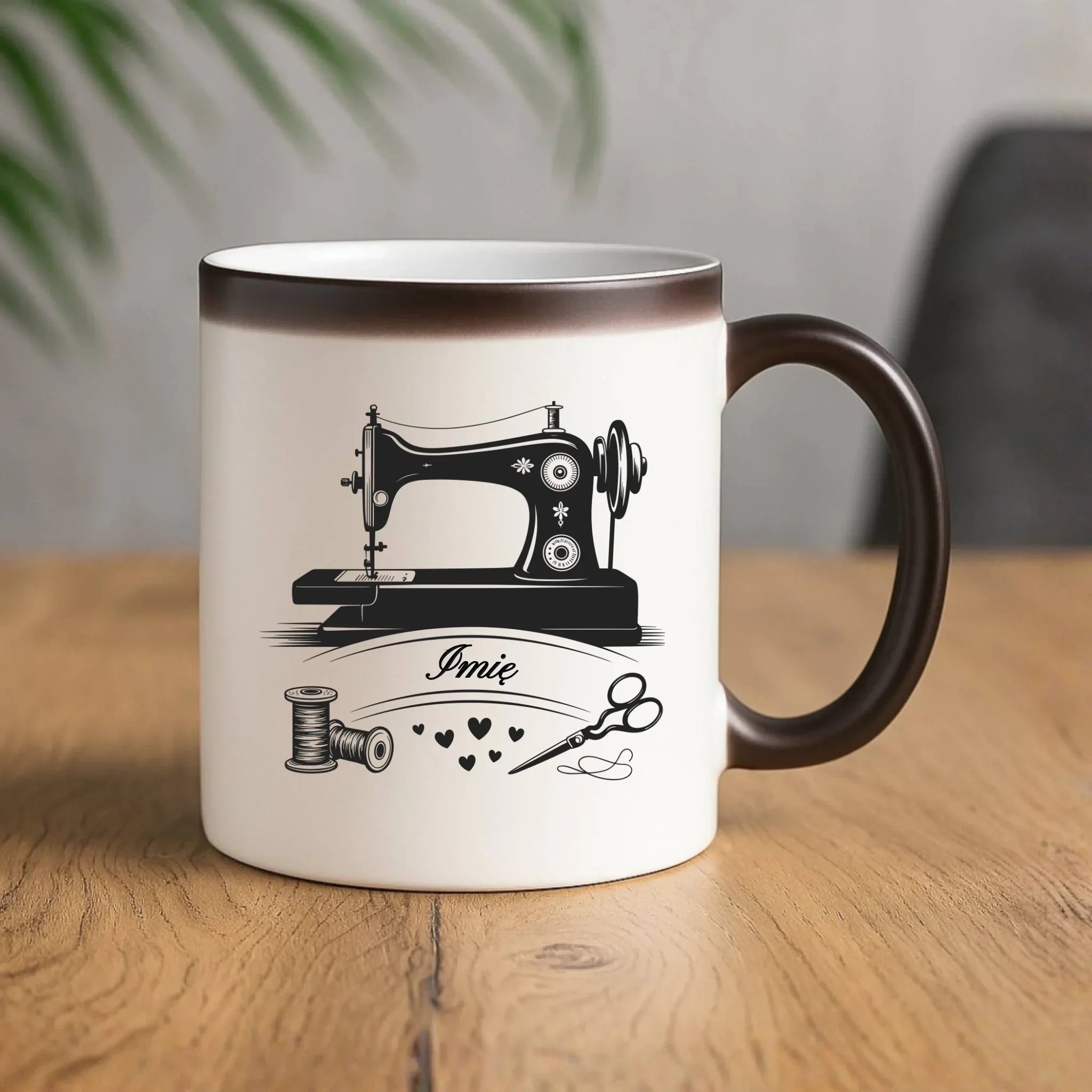 Kubek magiczny szyciowy dla krawcowej - Maszyna vintage- personalizowany HS34 - StoryCups.pl