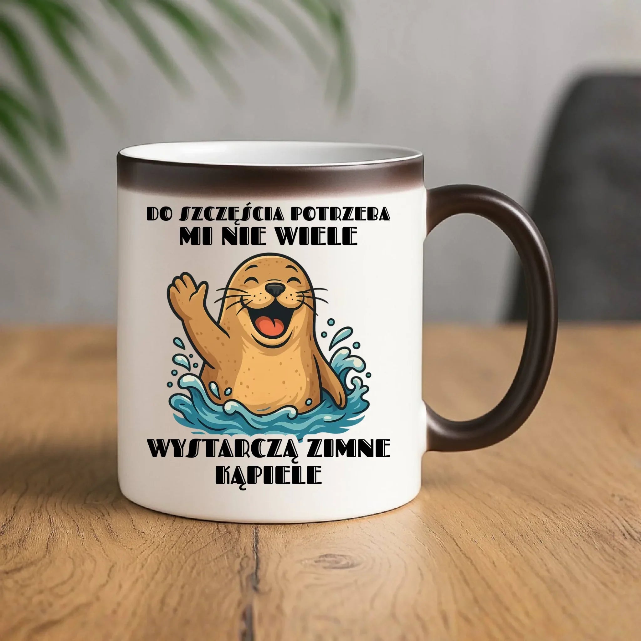 Kubek magiczny - prezent dla morsa - Do szczęścia potrzeba mi nie wiele HM06 - StoryCups.pl