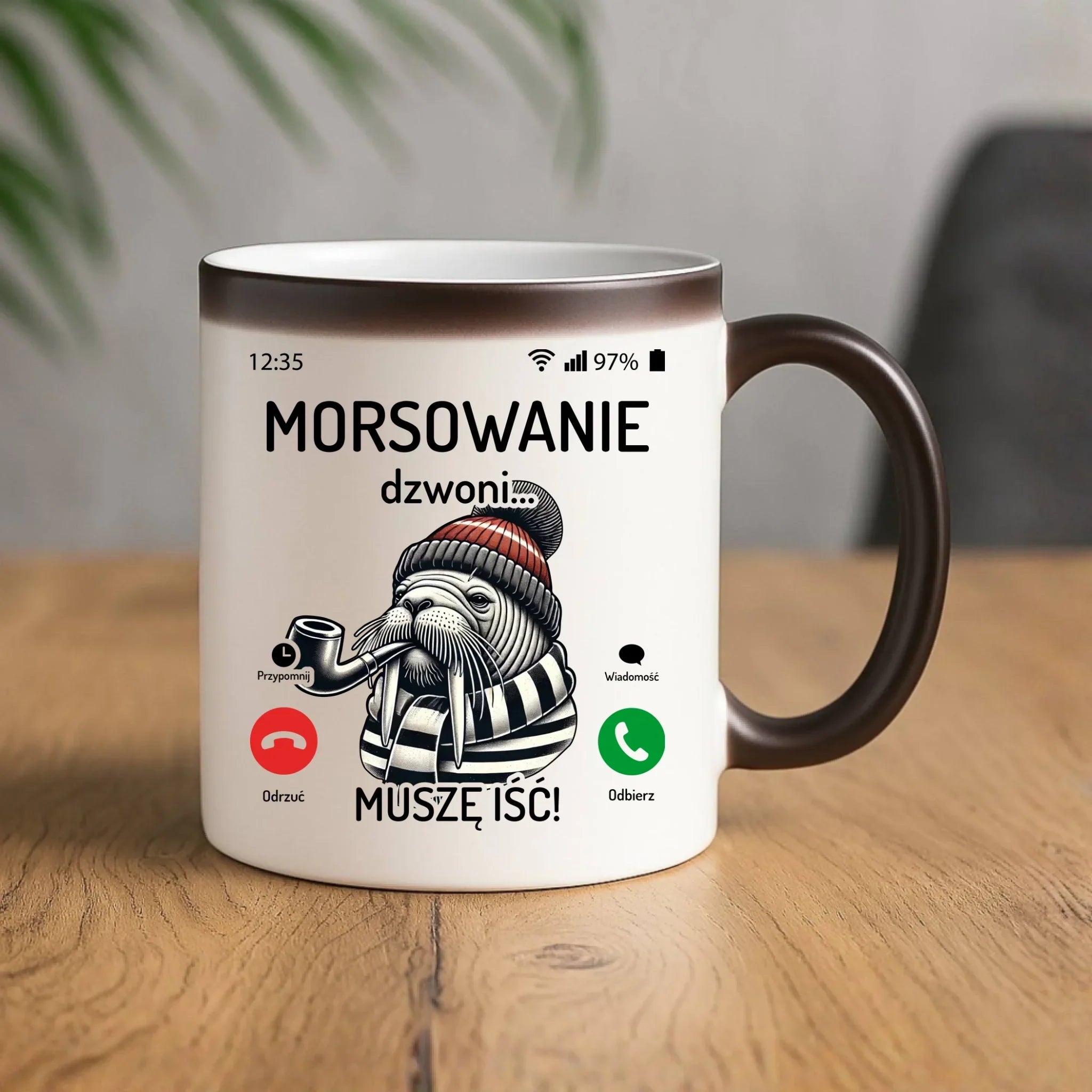 Kubek magiczny - prezent dla morsa - Morsowanie dzwoni muszę iść - Mors HM19 - StoryCups.pl